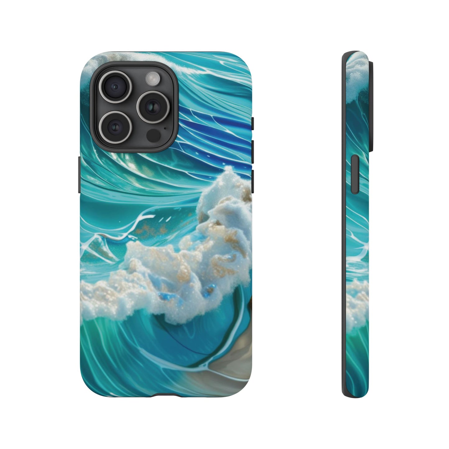 Rolling Waves in Blue and Turquoise with Iridescent Opal Phone Case