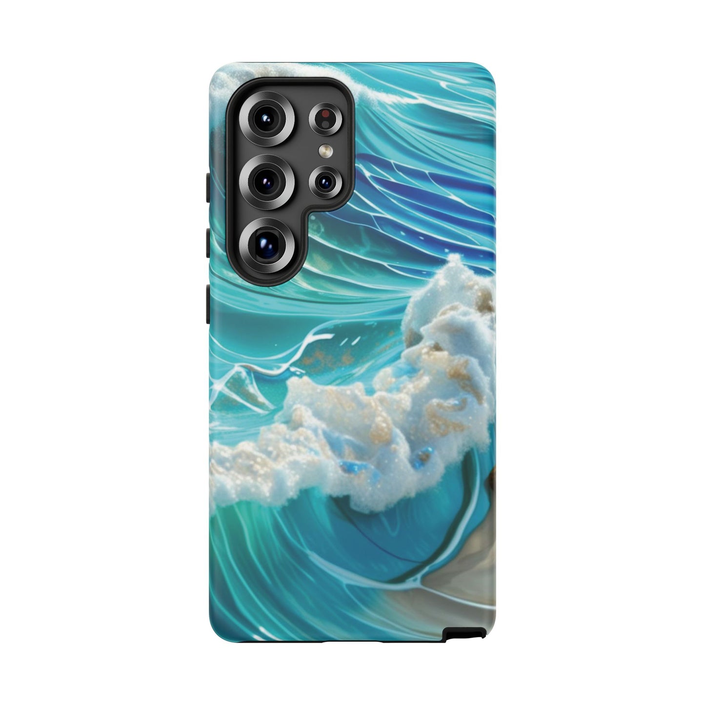 Rolling Waves in Blue and Turquoise with Iridescent Opal Phone Case