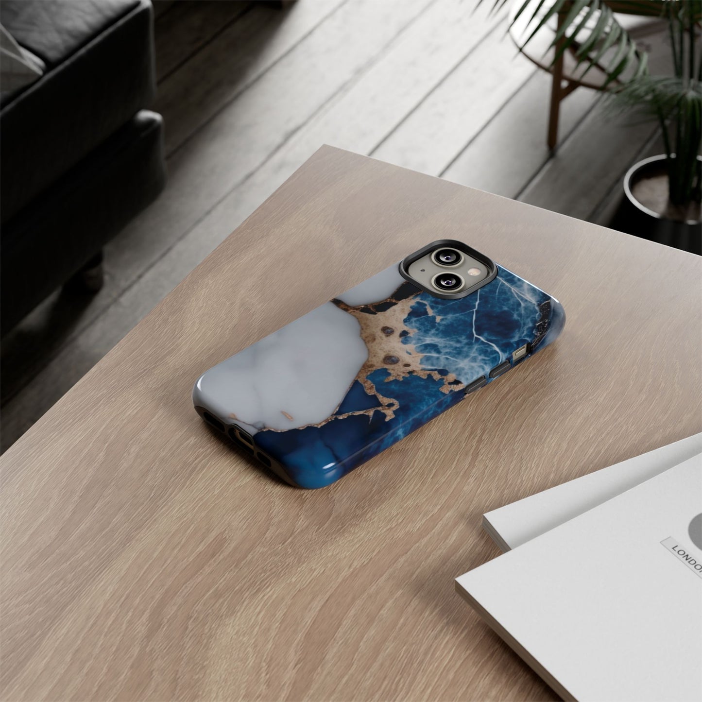 White and Blue Marble Phone Case