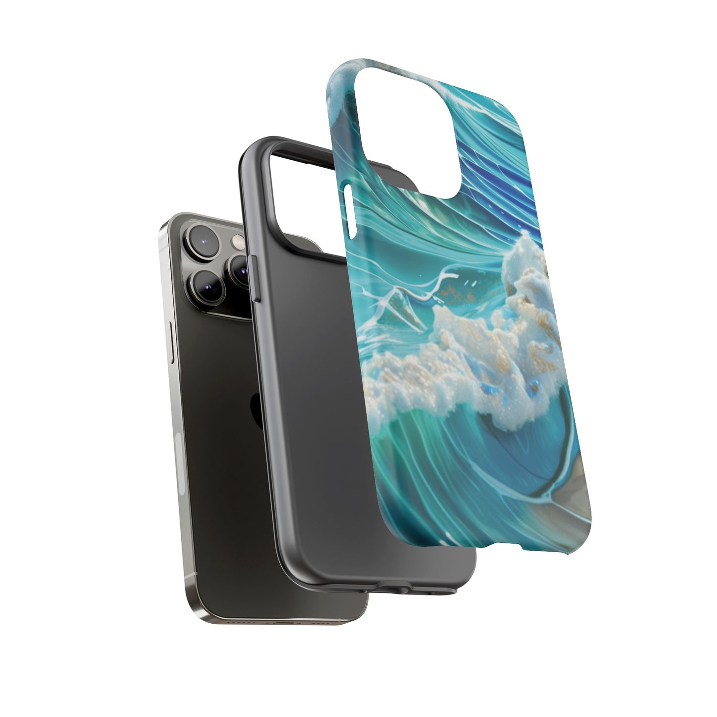Rolling Waves in Blue and Turquoise with Iridescent Opal Phone Case