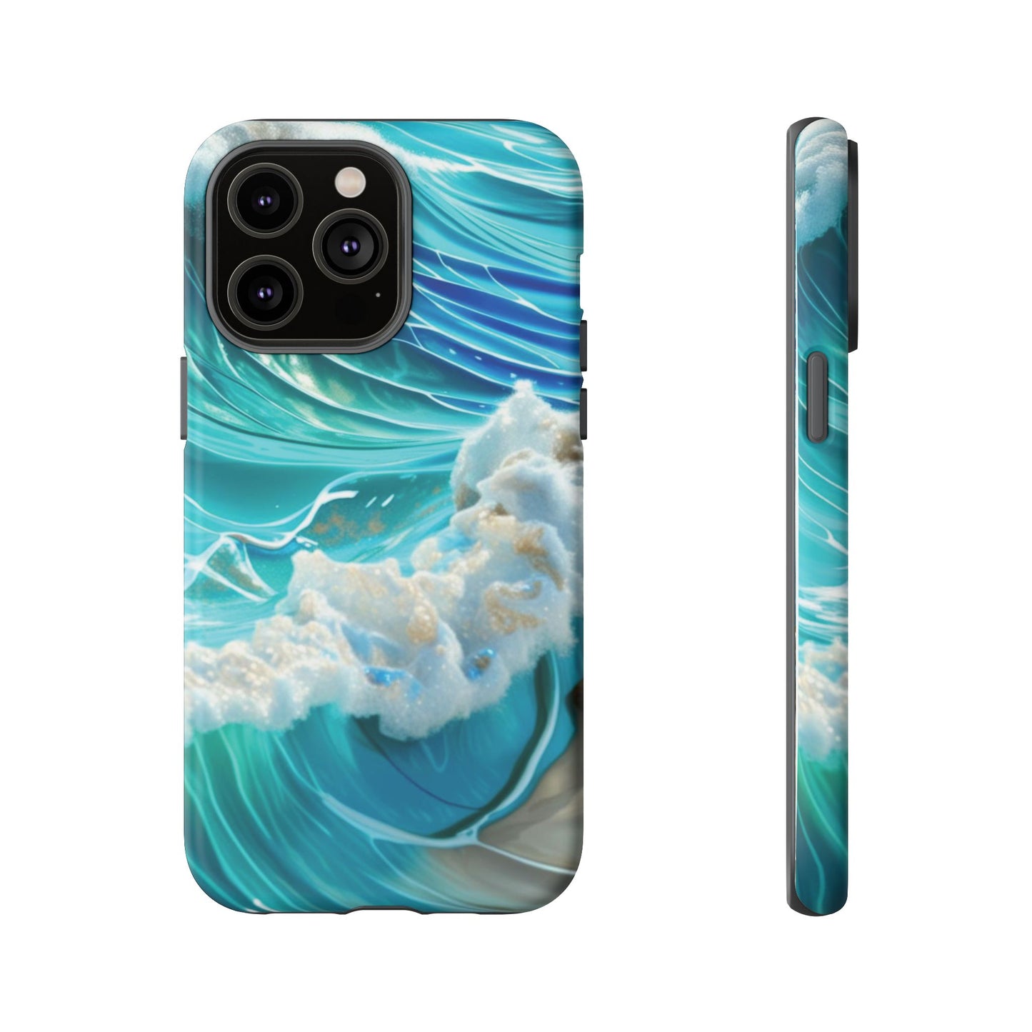 Rolling Waves in Blue and Turquoise with Iridescent Opal Phone Case