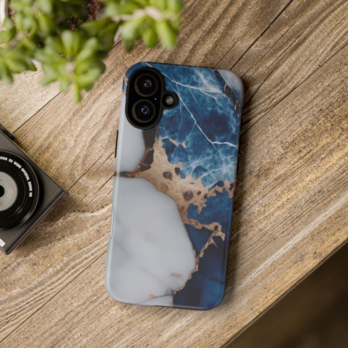 White and Blue Marble Phone Case