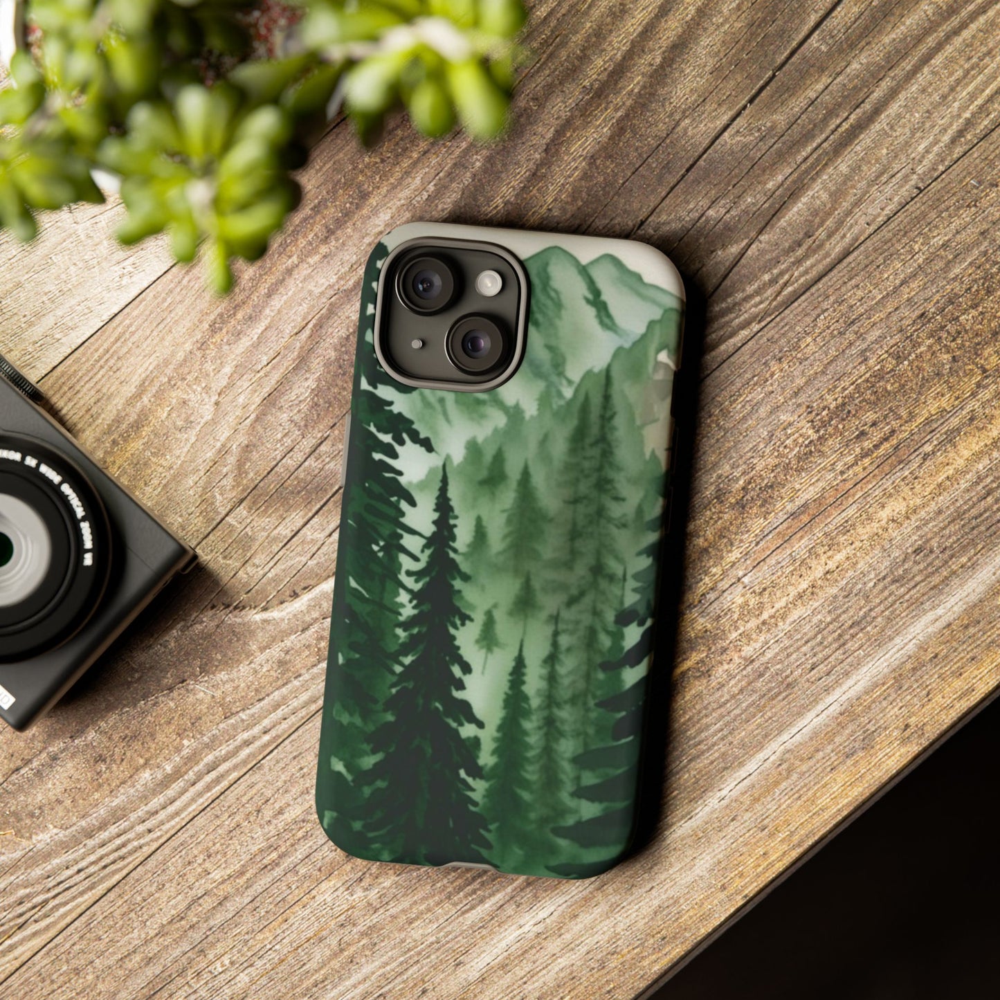 Watercolor Pine Tree Forest Mountains Phone Case