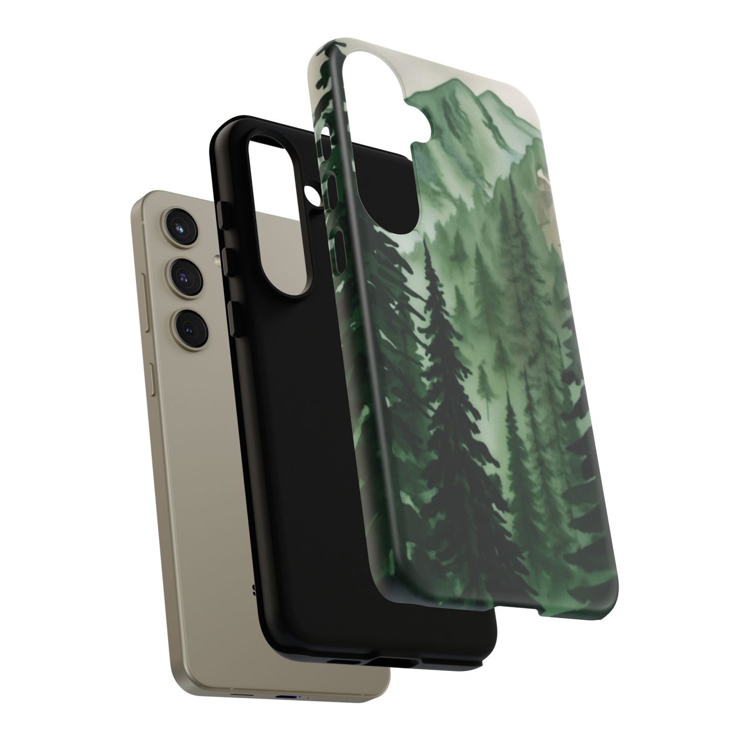 Watercolor Pine Tree Forest Mountains Phone Case