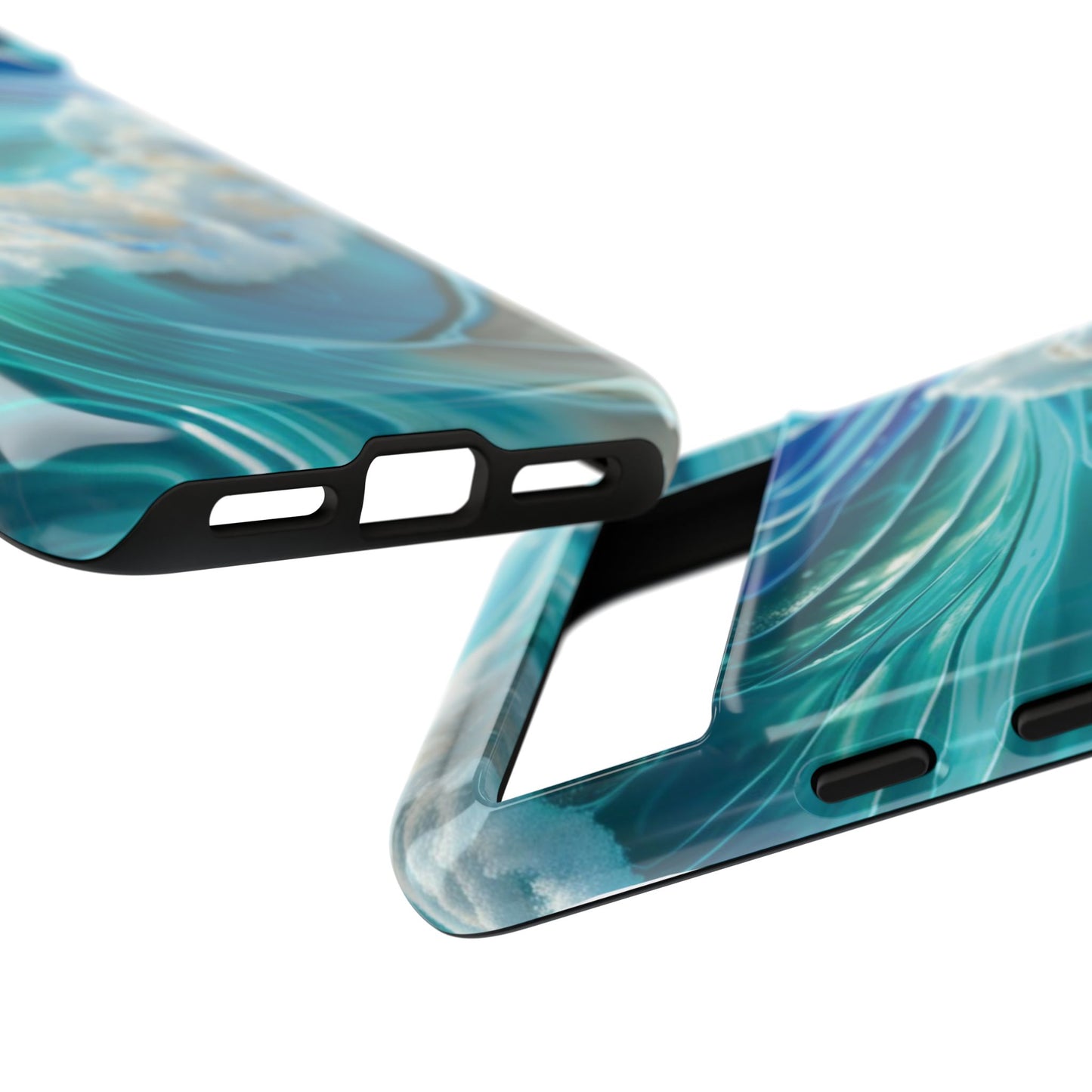Rolling Waves in Blue and Turquoise with Iridescent Opal Phone Case