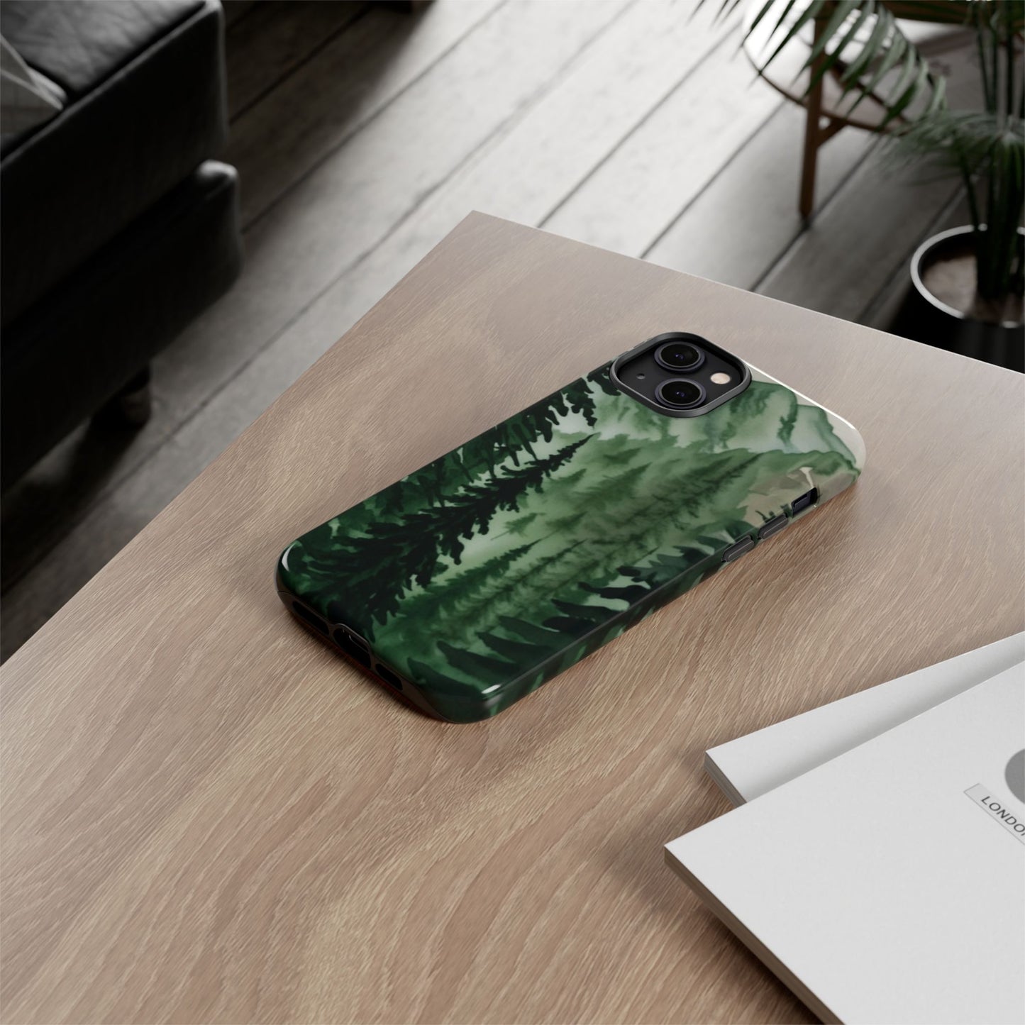 Watercolor Pine Tree Forest Mountains Phone Case