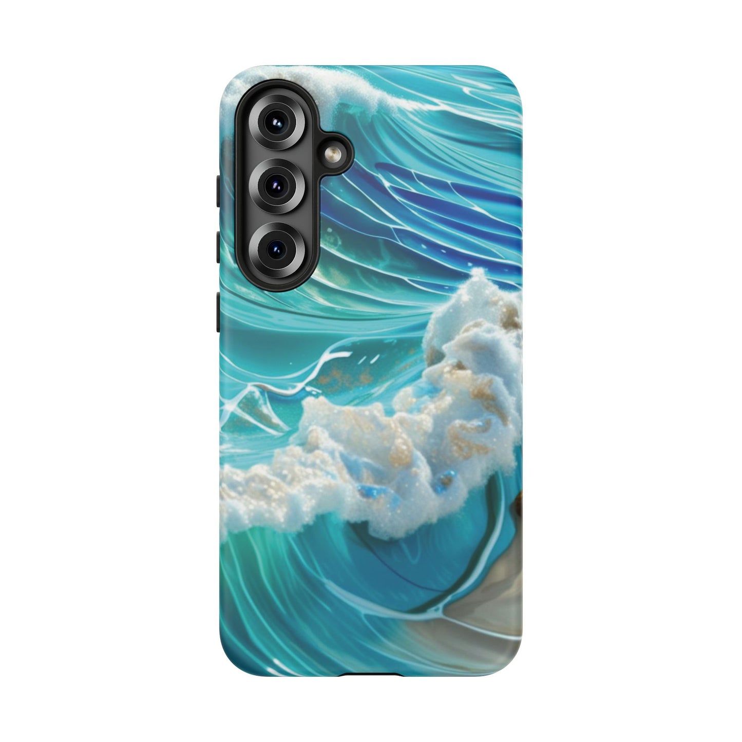 Rolling Waves in Blue and Turquoise with Iridescent Opal Phone Case