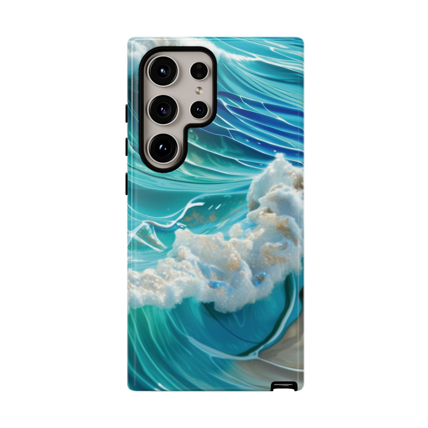 Rolling Waves in Blue and Turquoise with Iridescent Opal Phone Case