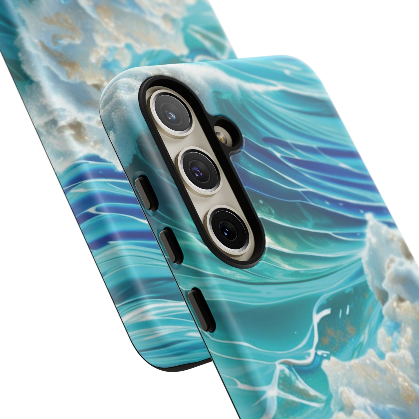 Rolling Waves in Blue and Turquoise with Iridescent Opal Phone Case