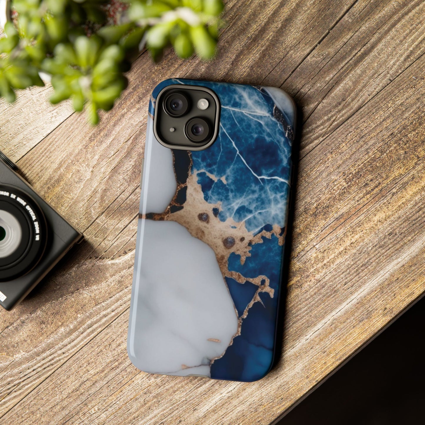 White and Blue Marble Phone Case