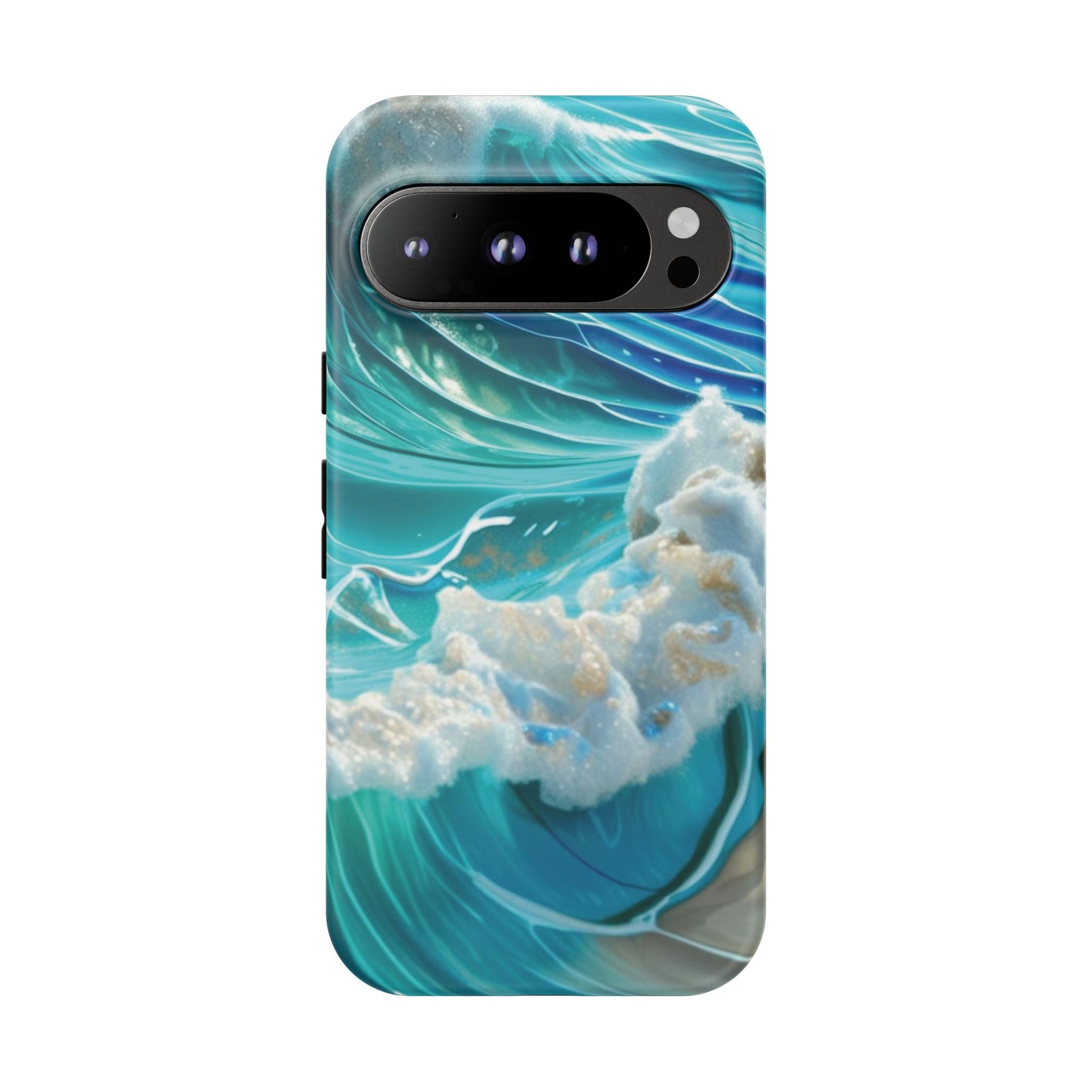 Rolling Waves in Blue and Turquoise with Iridescent Opal Phone Case