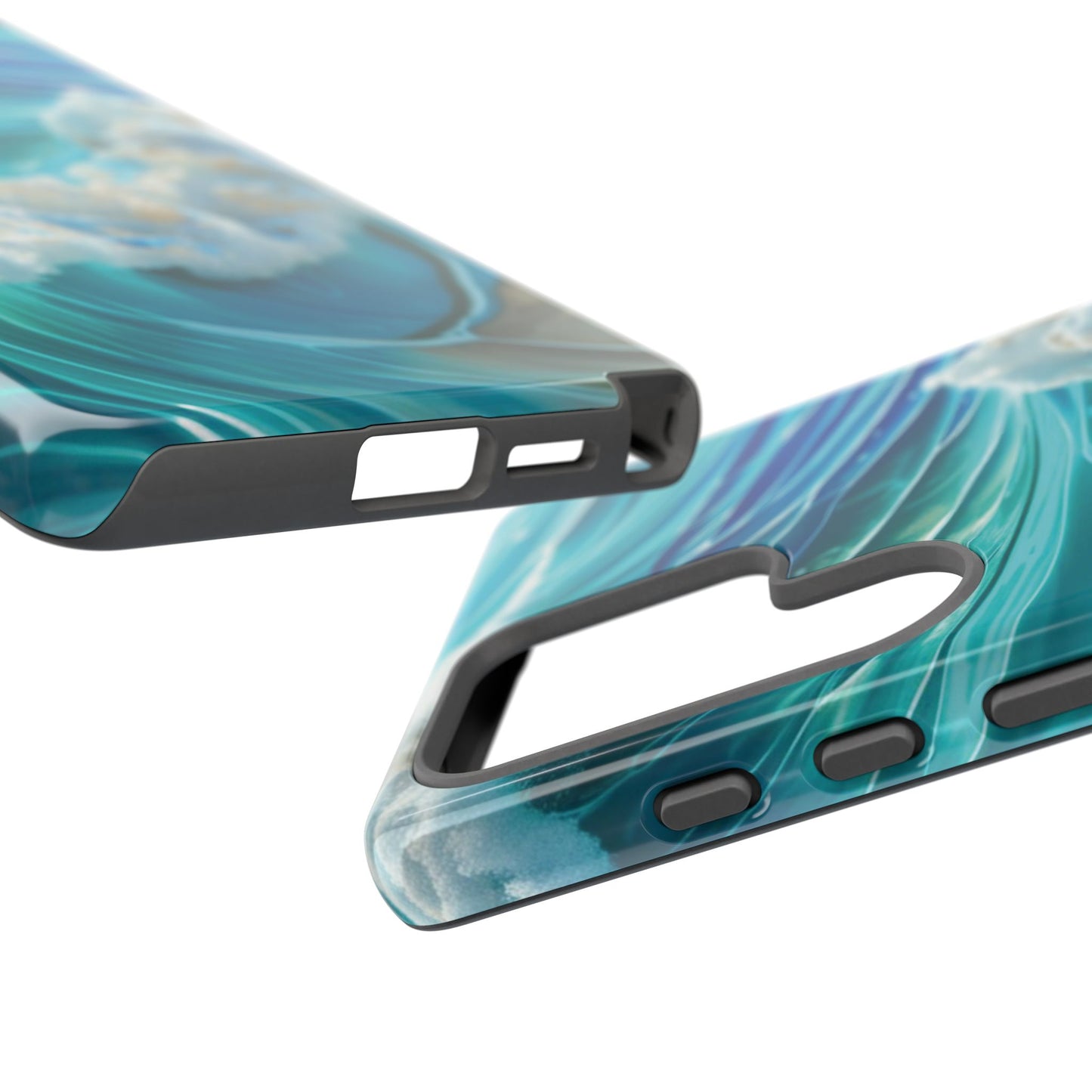 Rolling Waves in Blue and Turquoise with Iridescent Opal Phone Case