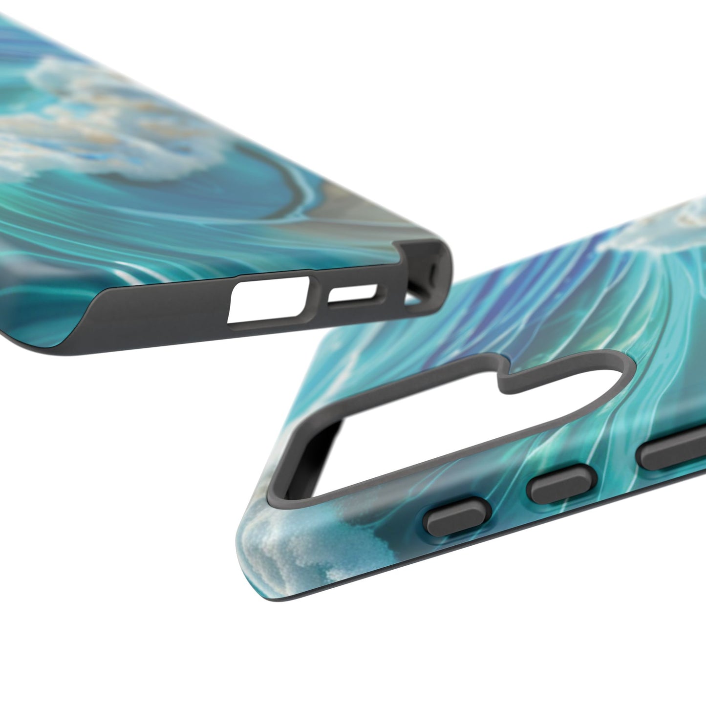 Rolling Waves in Blue and Turquoise with Iridescent Opal Phone Case