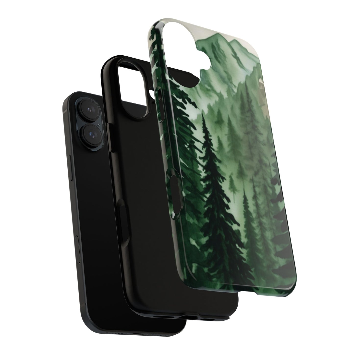 Watercolor Pine Tree Forest Mountains Phone Case