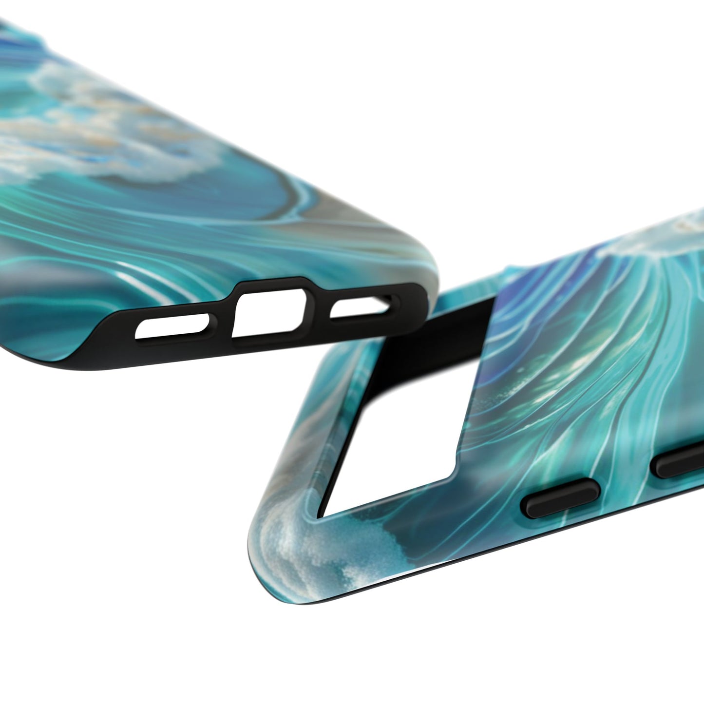 Rolling Waves in Blue and Turquoise with Iridescent Opal Phone Case