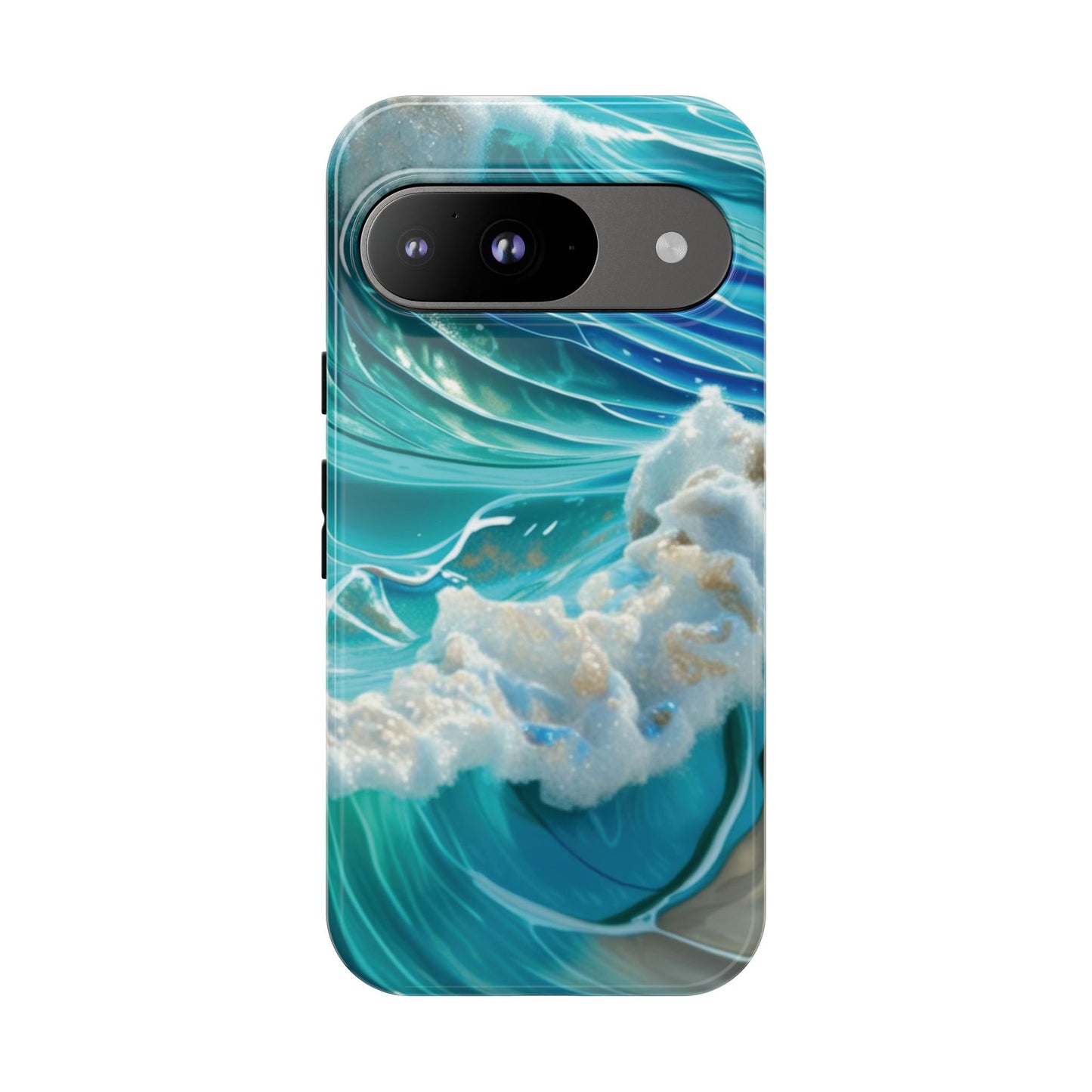 Rolling Waves in Blue and Turquoise with Iridescent Opal Phone Case