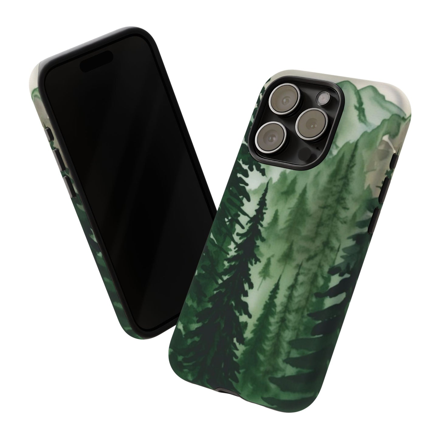 Watercolor Pine Tree Forest Mountains Phone Case