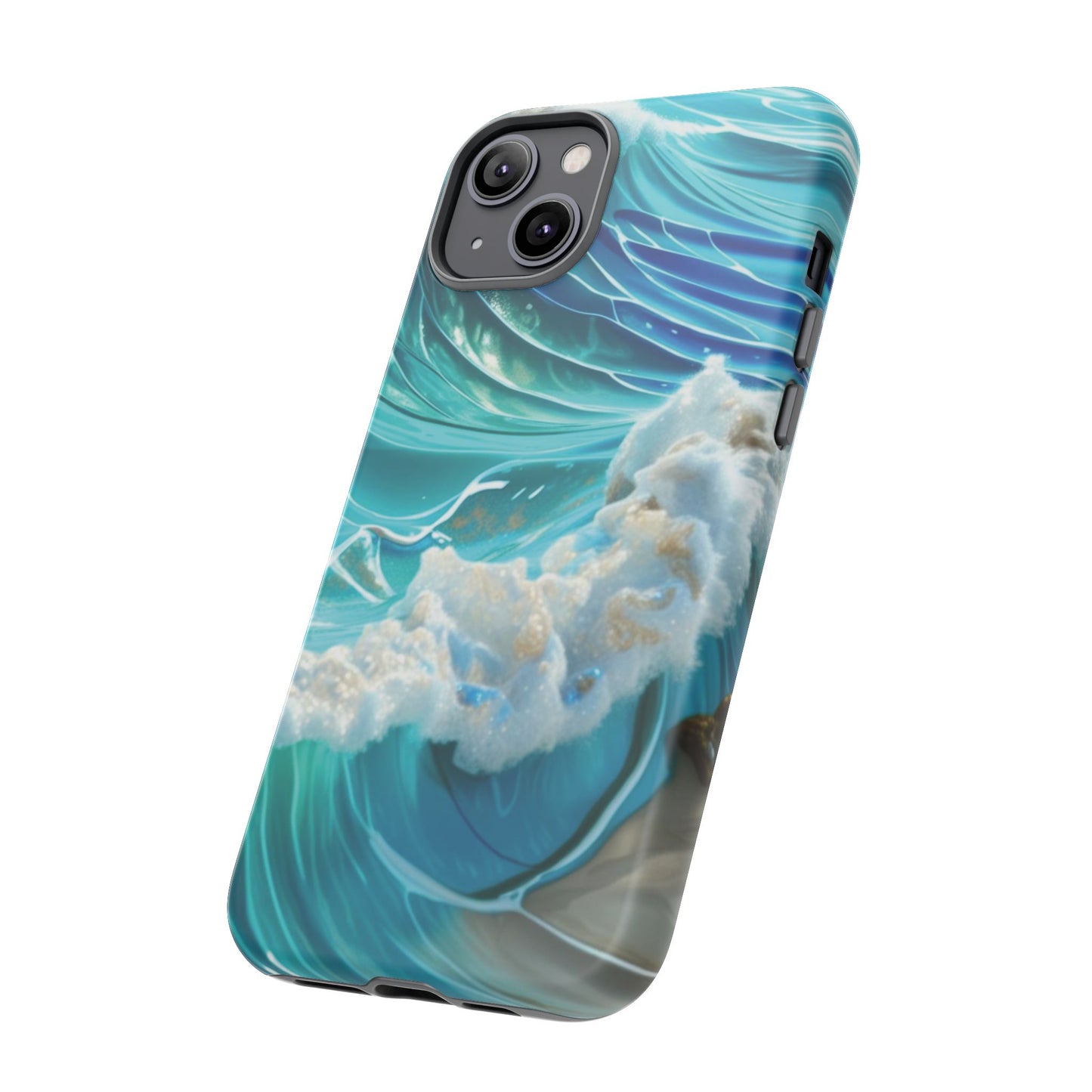 Rolling Waves in Blue and Turquoise with Iridescent Opal Phone Case
