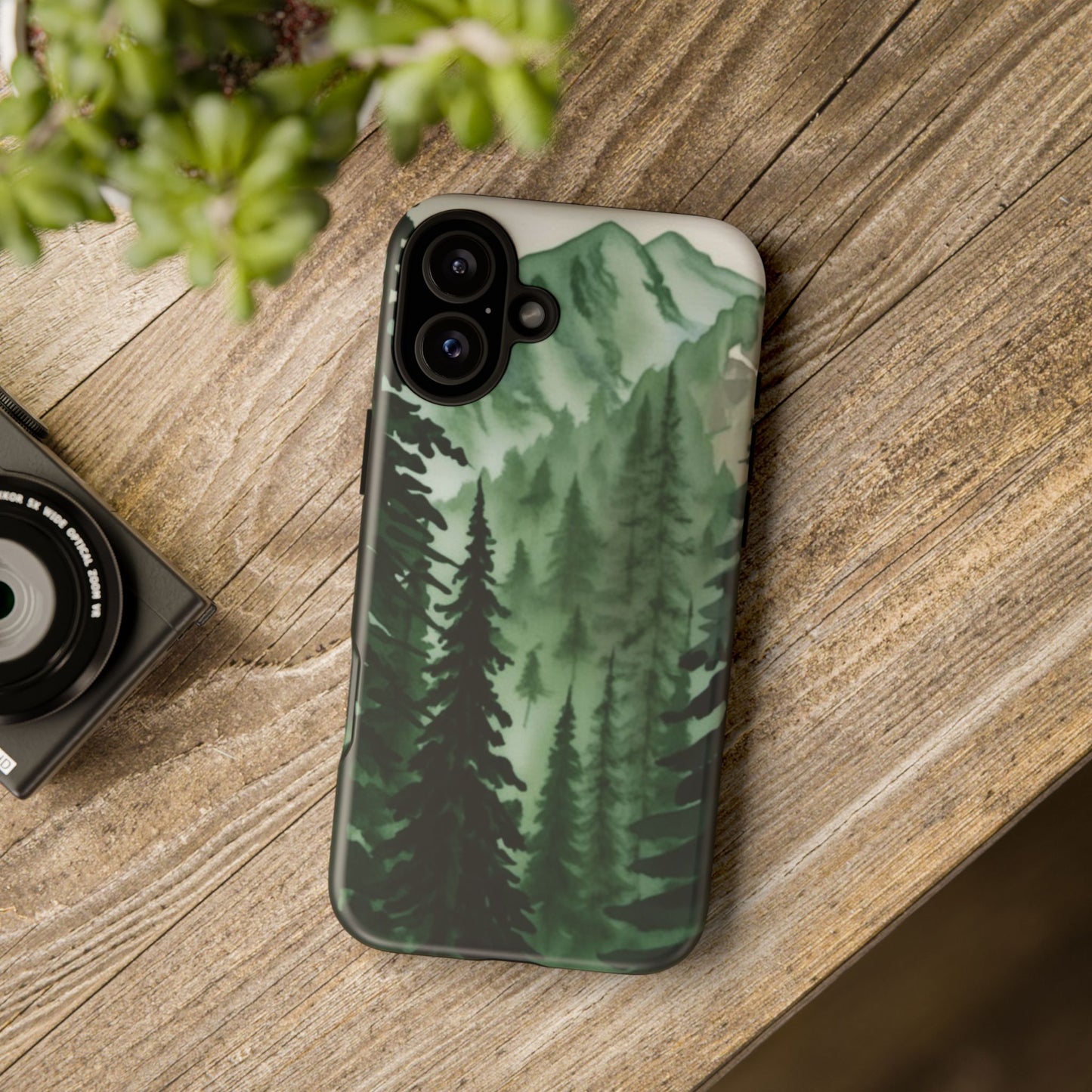 Watercolor Pine Tree Forest Mountains Phone Case