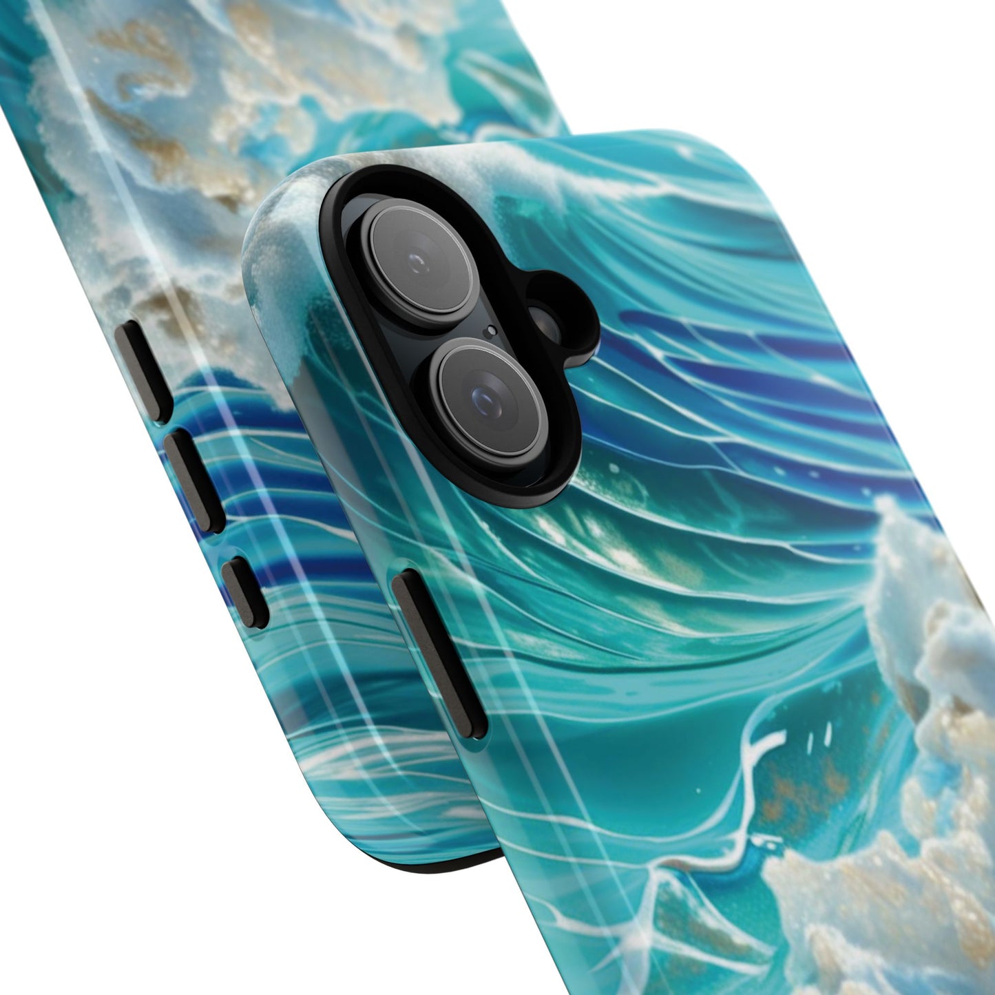 Rolling Waves in Blue and Turquoise with Iridescent Opal Phone Case