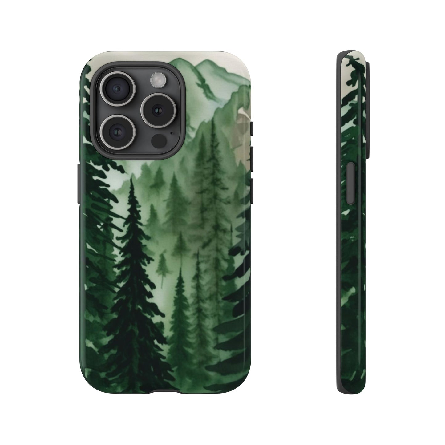 Watercolor Pine Tree Forest Mountains Phone Case