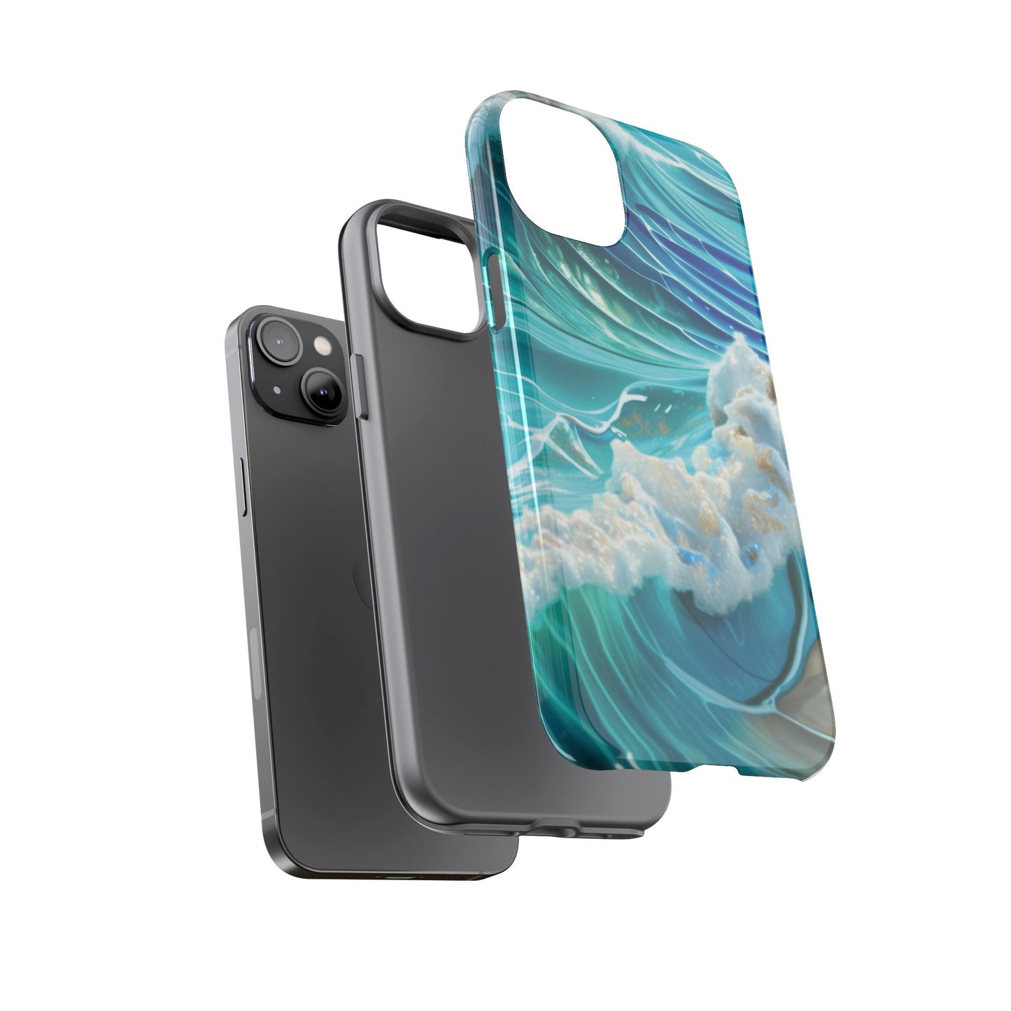 Rolling Waves in Blue and Turquoise with Iridescent Opal Phone Case