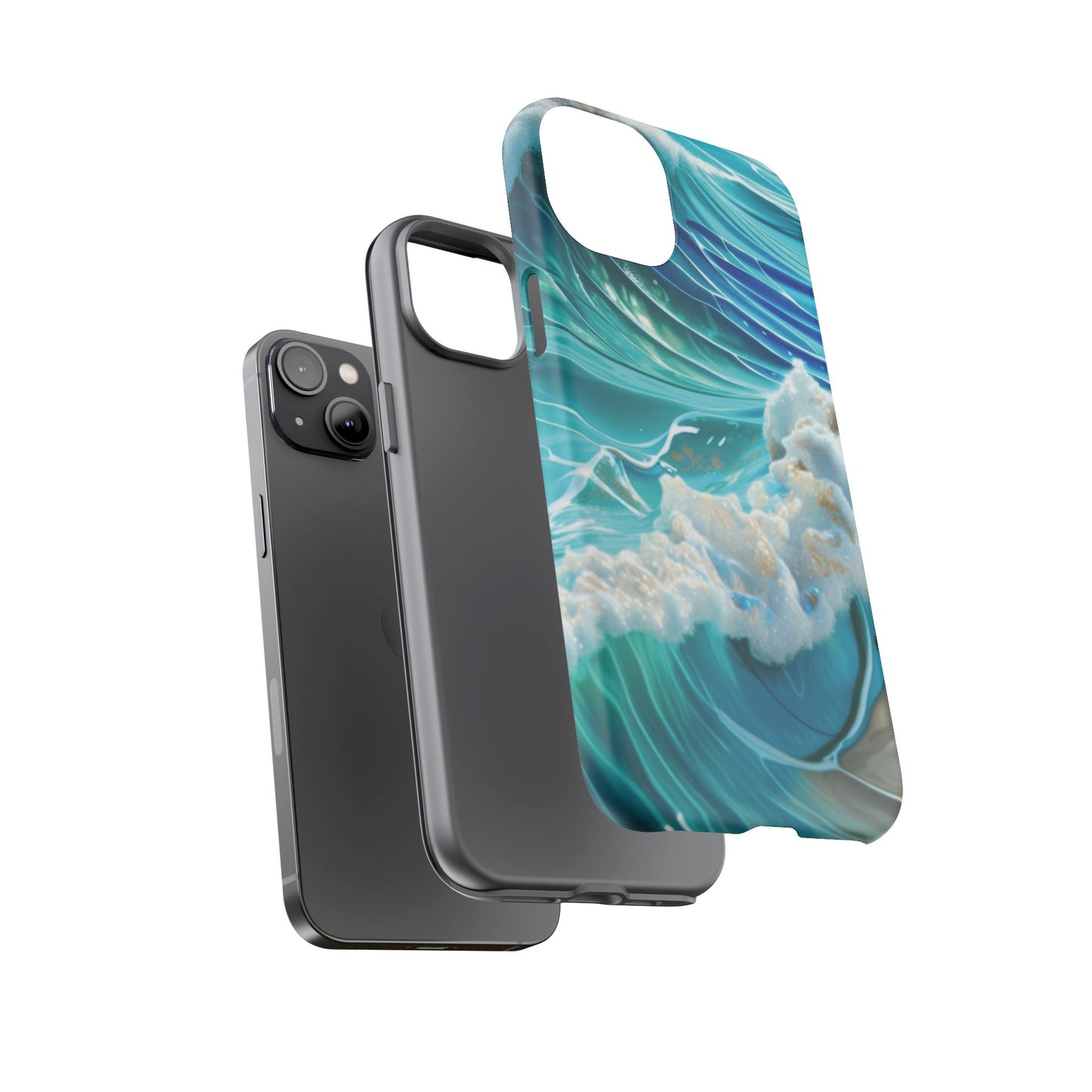 Rolling Waves in Blue and Turquoise with Iridescent Opal Phone Case