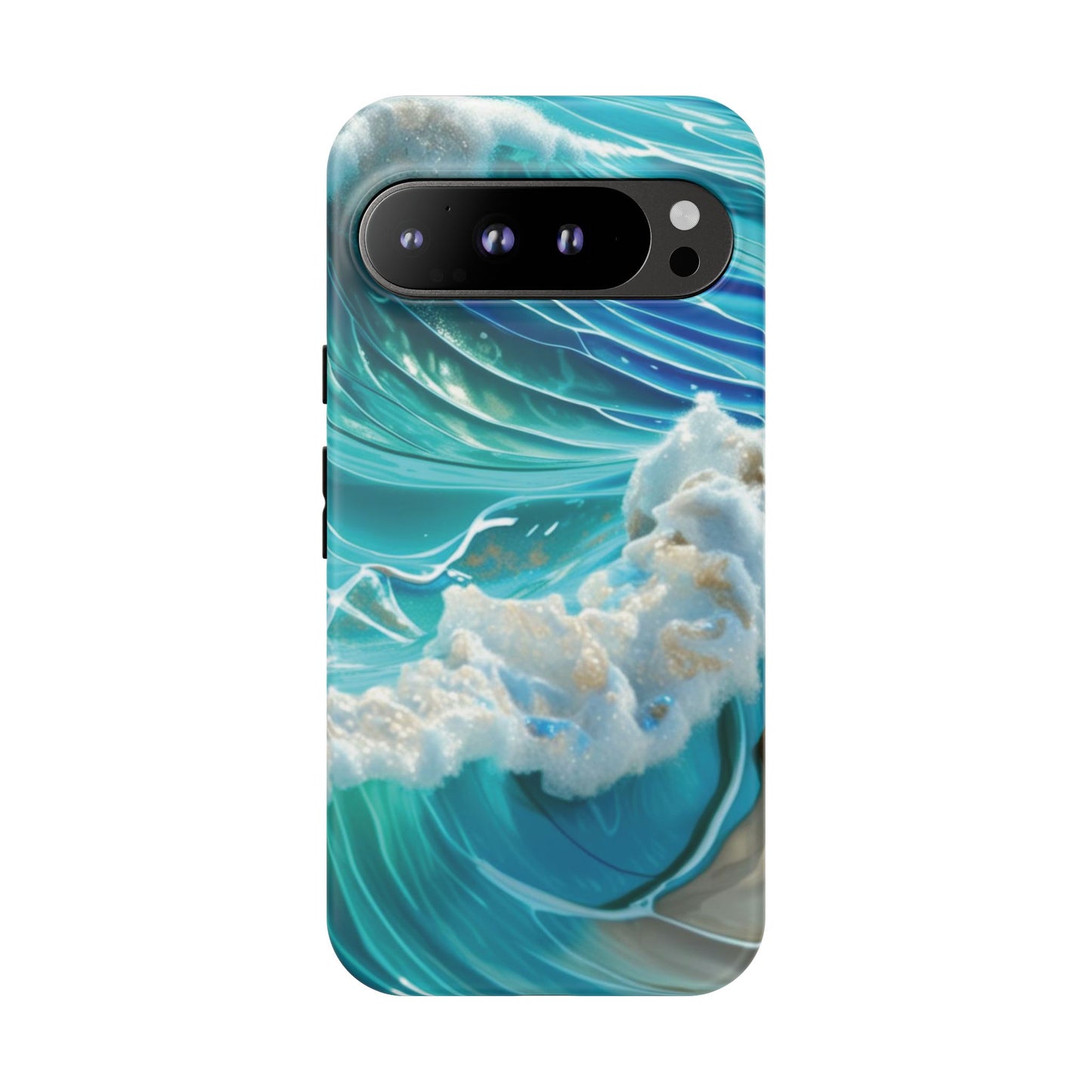 Rolling Waves in Blue and Turquoise with Iridescent Opal Phone Case