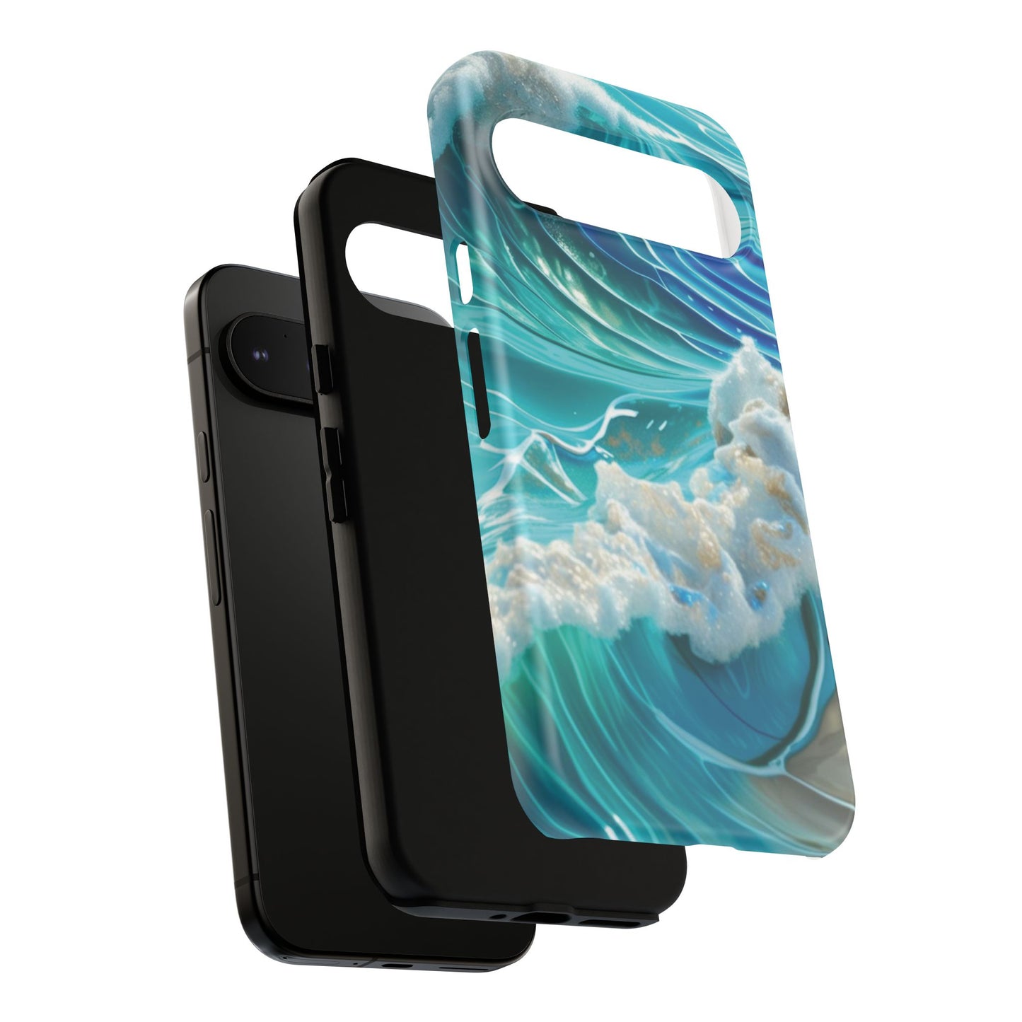 Rolling Waves in Blue and Turquoise with Iridescent Opal Phone Case