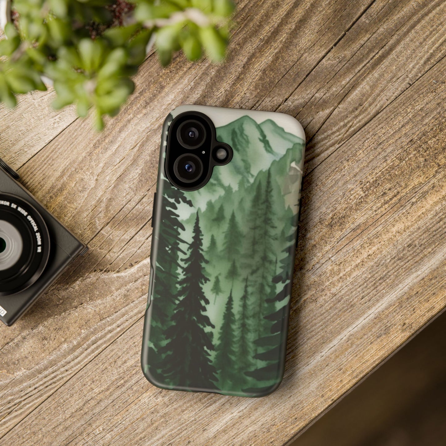 Watercolor Pine Tree Forest Mountains Phone Case