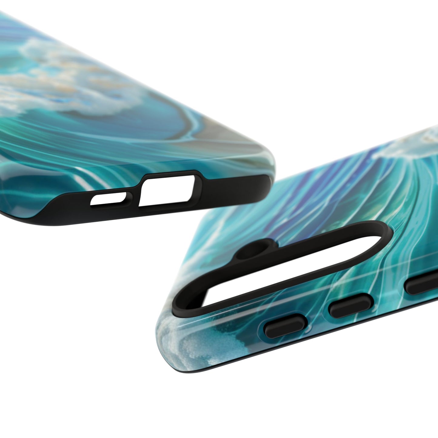 Rolling Waves in Blue and Turquoise with Iridescent Opal Phone Case