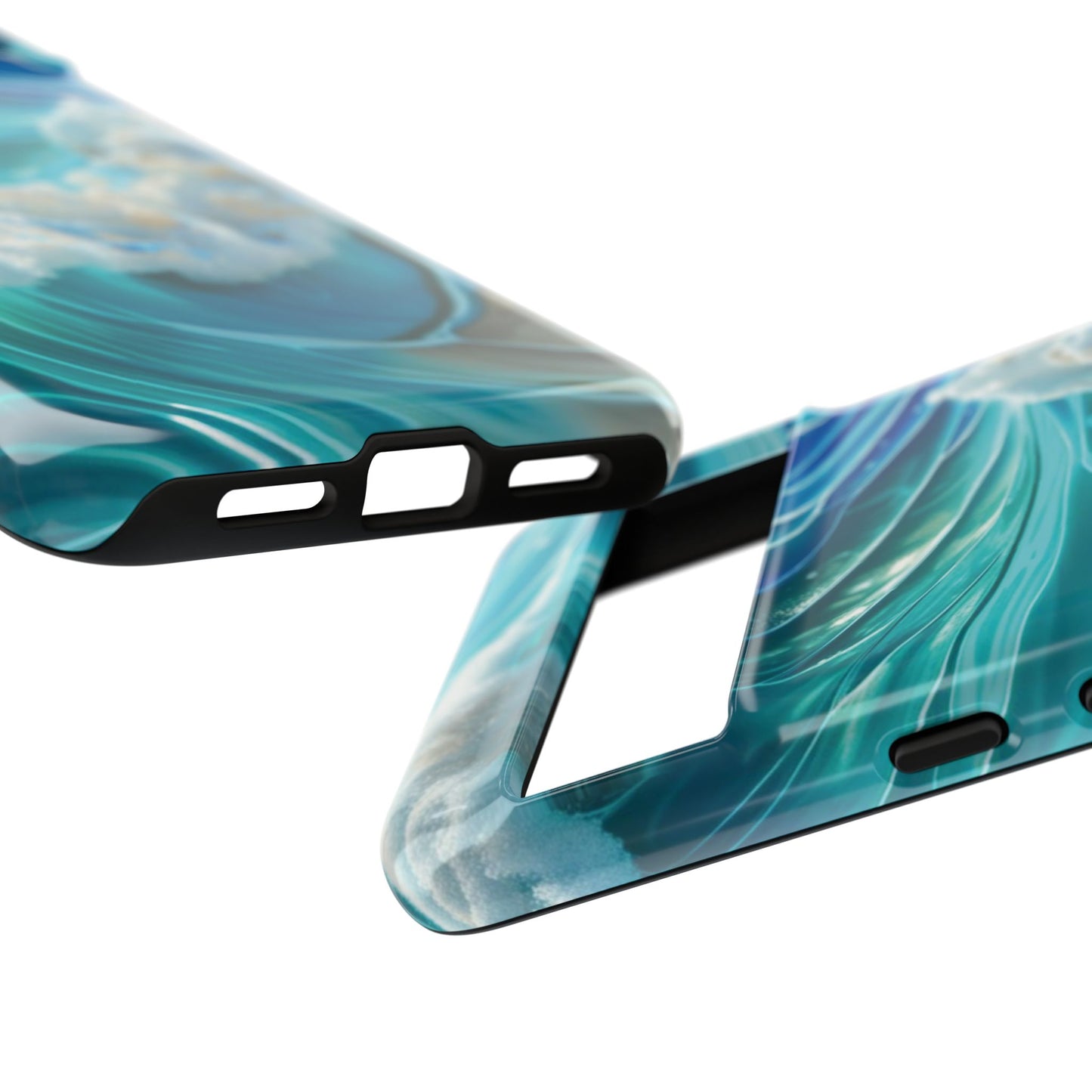 Rolling Waves in Blue and Turquoise with Iridescent Opal Phone Case