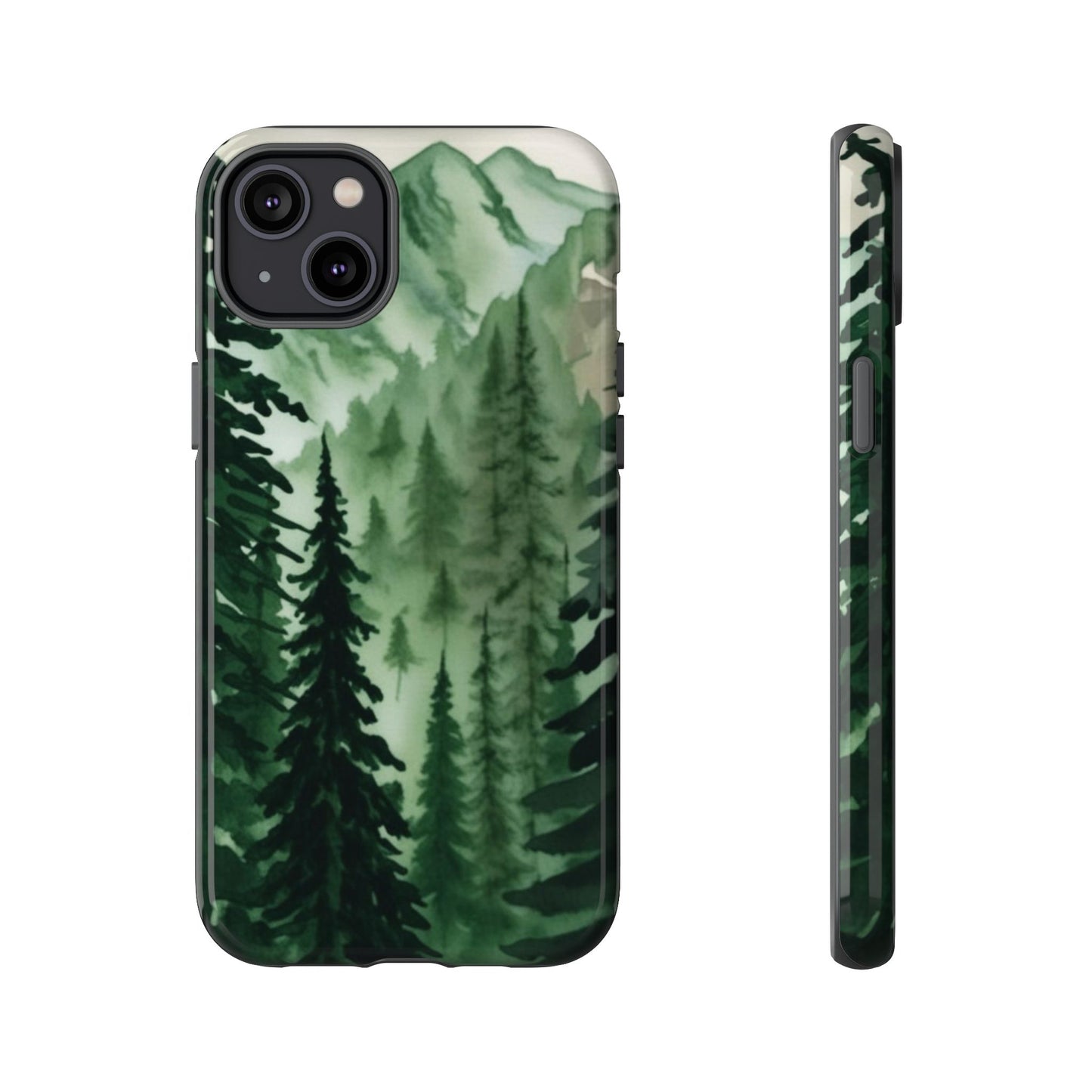 Watercolor Pine Tree Forest Mountains Phone Case