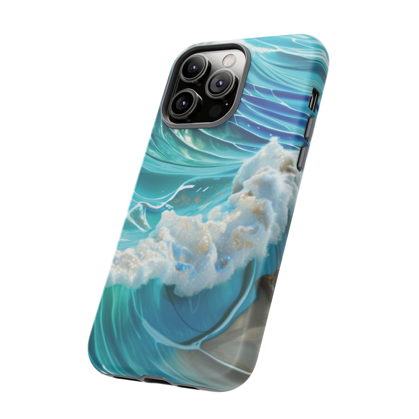 Rolling Waves in Blue and Turquoise with Iridescent Opal Phone Case