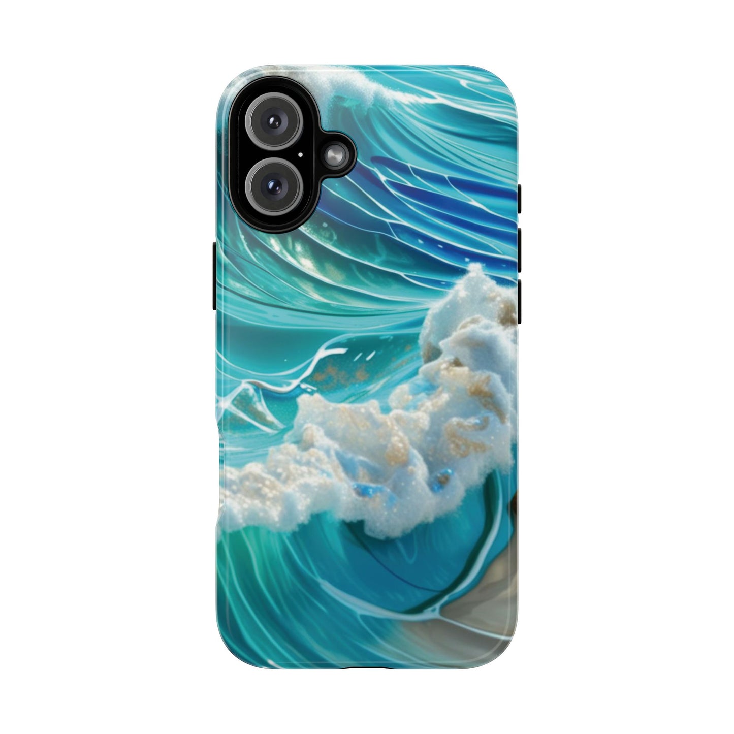 Rolling Waves in Blue and Turquoise with Iridescent Opal Phone Case