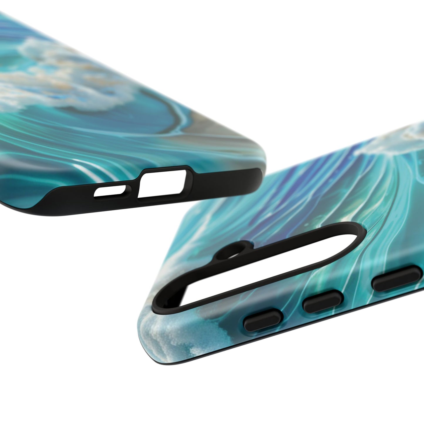 Rolling Waves in Blue and Turquoise with Iridescent Opal Phone Case