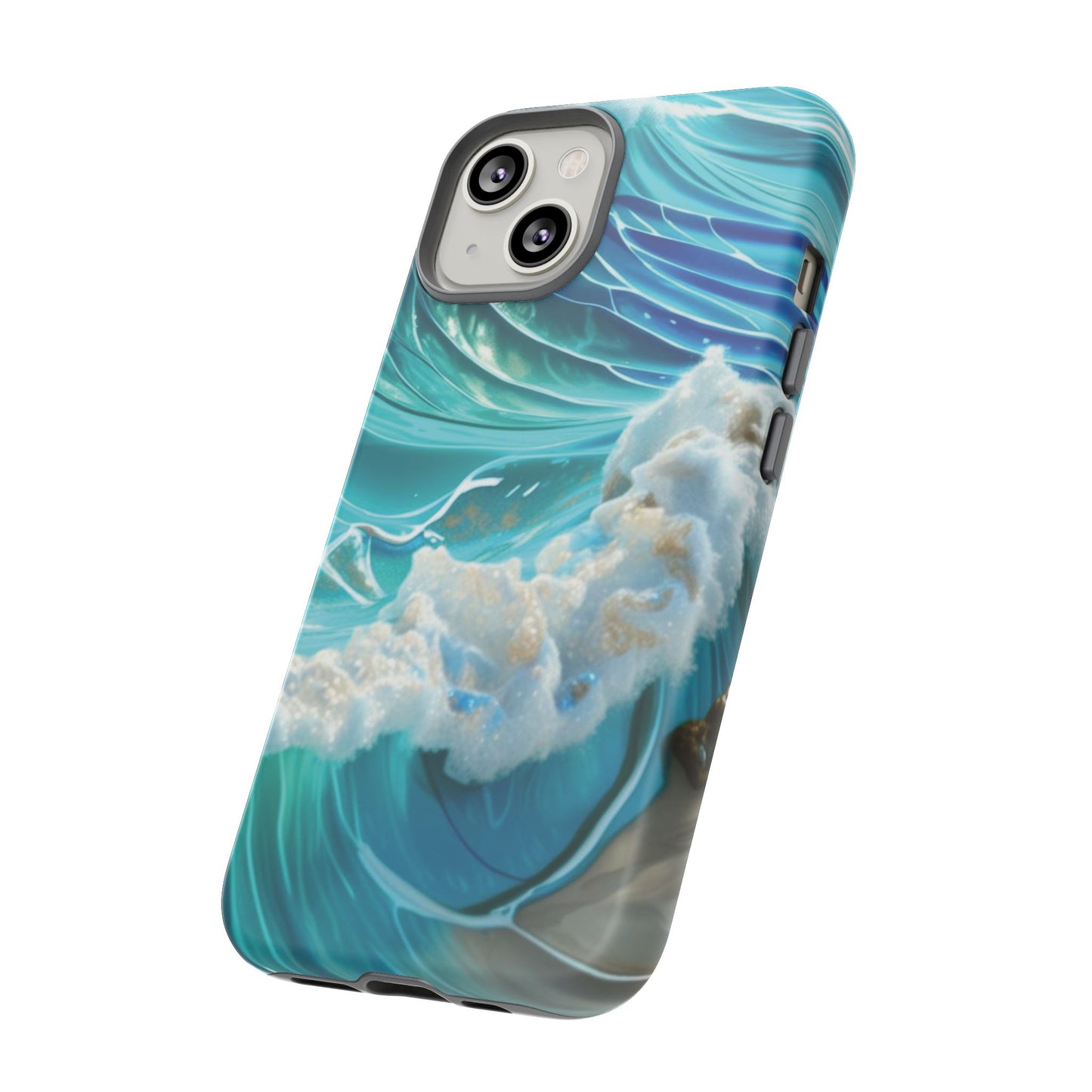 Rolling Waves in Blue and Turquoise with Iridescent Opal Phone Case