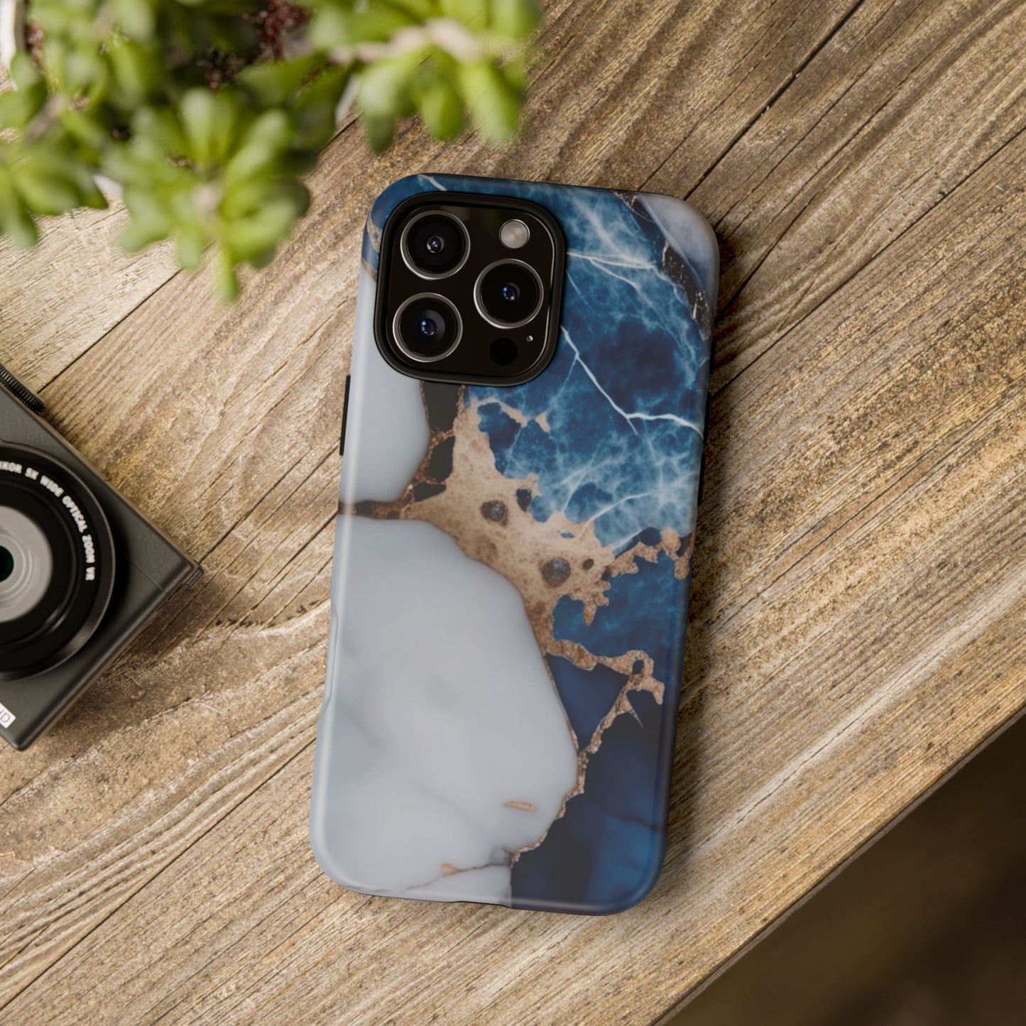 White and Blue Marble Phone Case