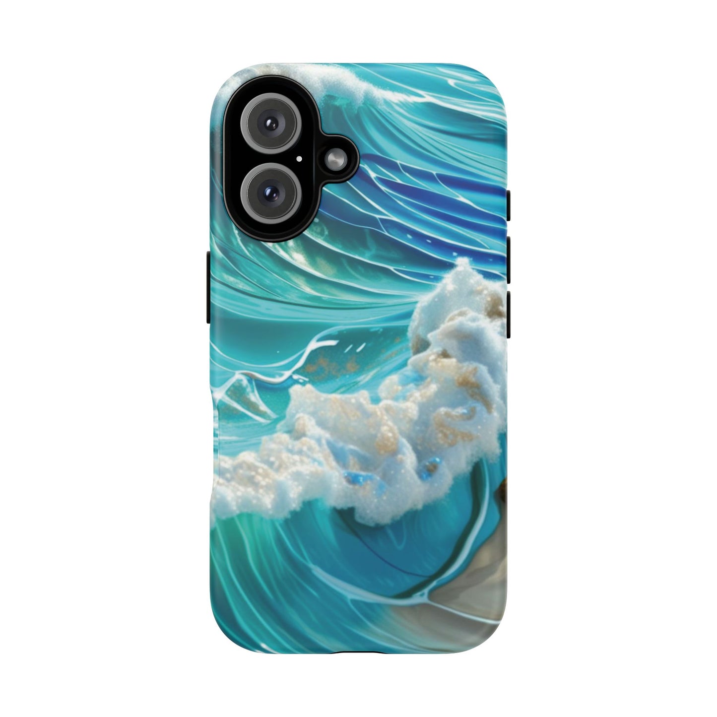 Rolling Waves in Blue and Turquoise with Iridescent Opal Phone Case