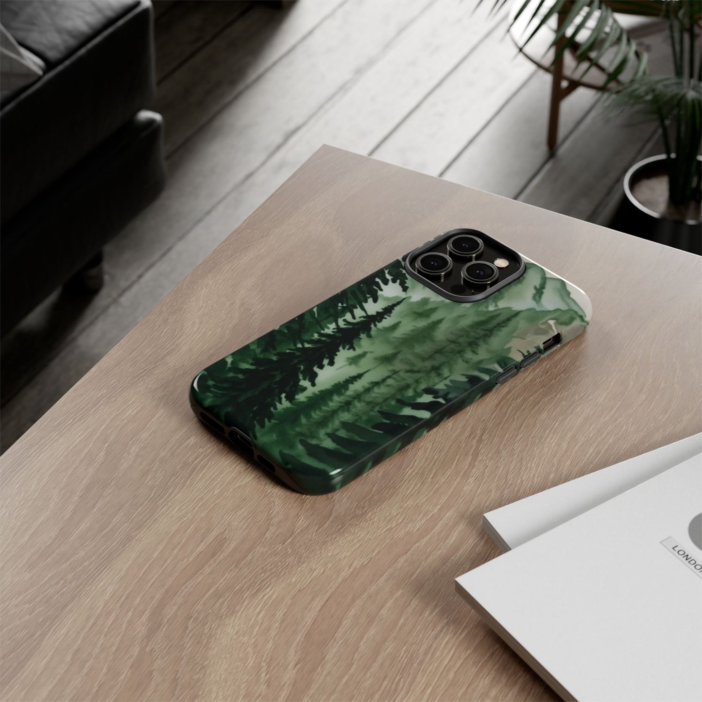 Watercolor Pine Tree Forest Mountains Phone Case
