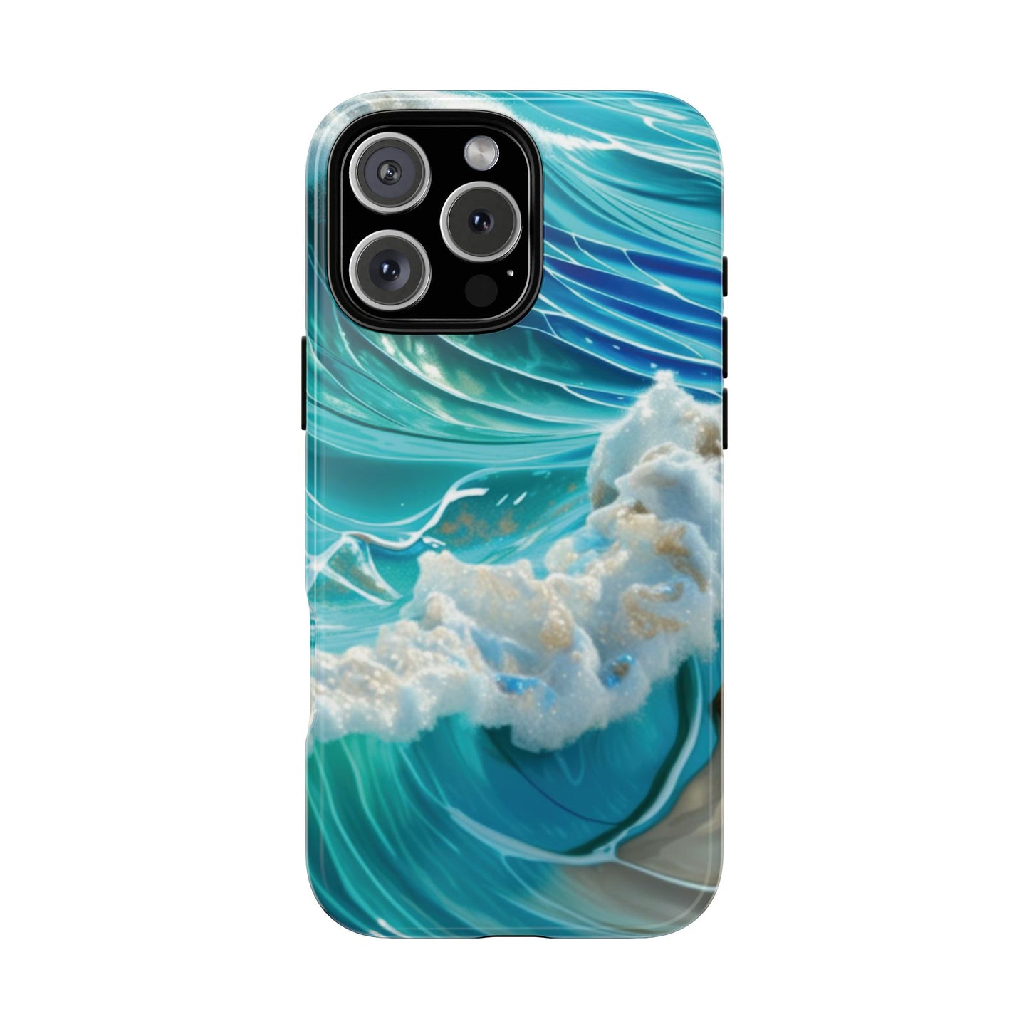 Rolling Waves in Blue and Turquoise with Iridescent Opal Phone Case