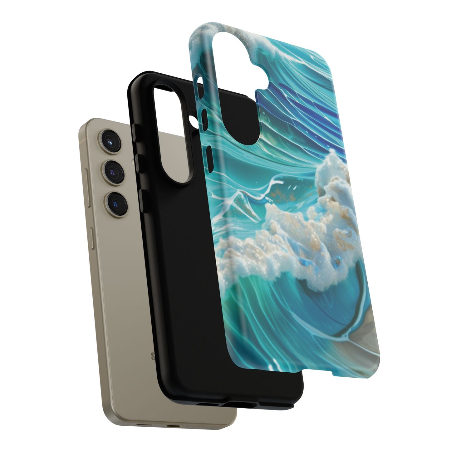 Rolling Waves in Blue and Turquoise with Iridescent Opal Phone Case