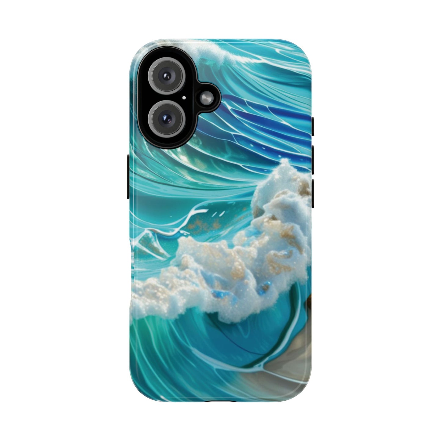 Rolling Waves in Blue and Turquoise with Iridescent Opal Phone Case