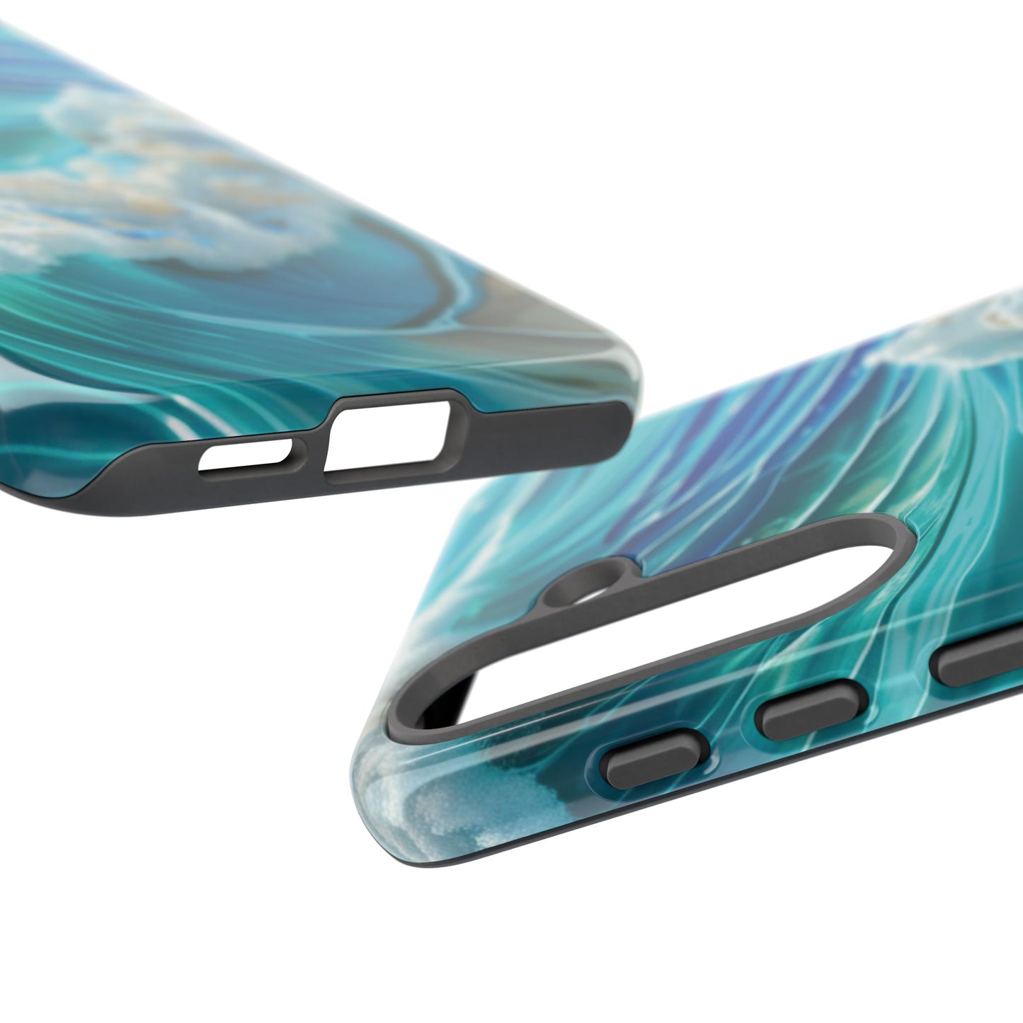 Rolling Waves in Blue and Turquoise with Iridescent Opal Phone Case