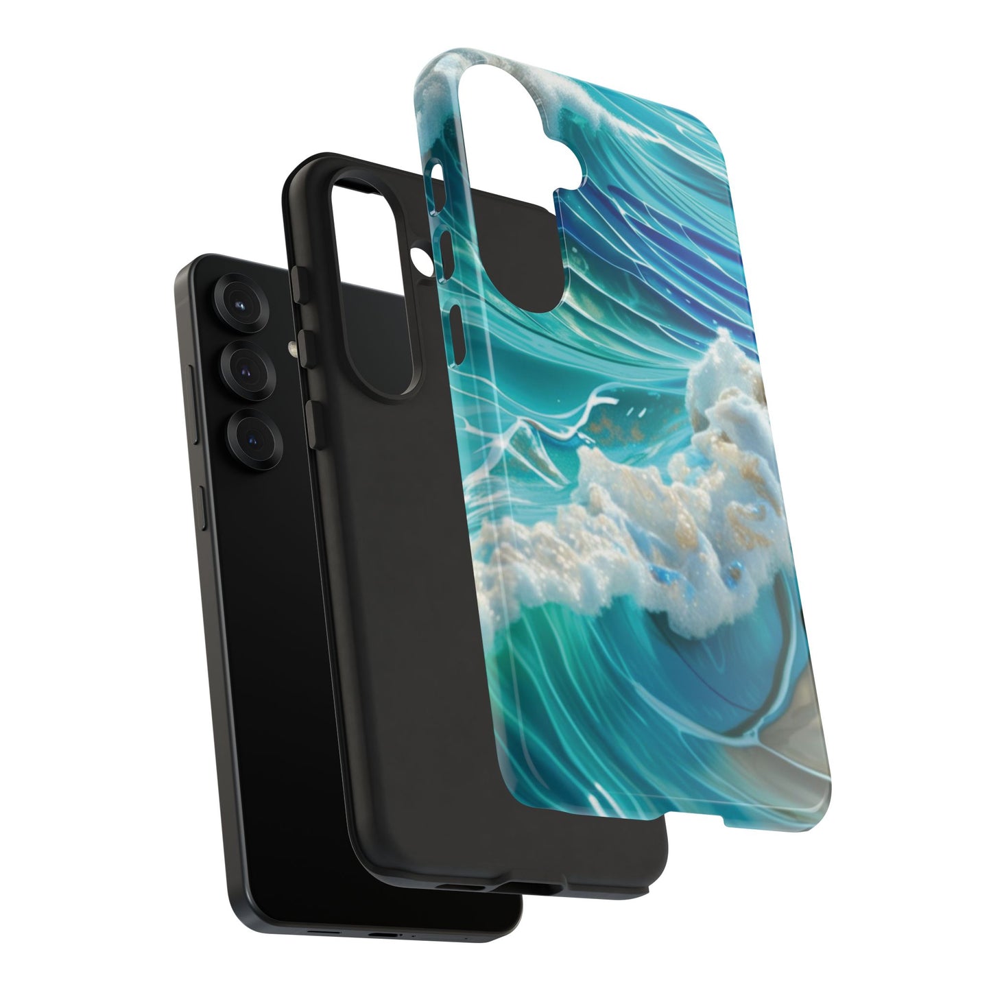 Rolling Waves in Blue and Turquoise with Iridescent Opal Phone Case