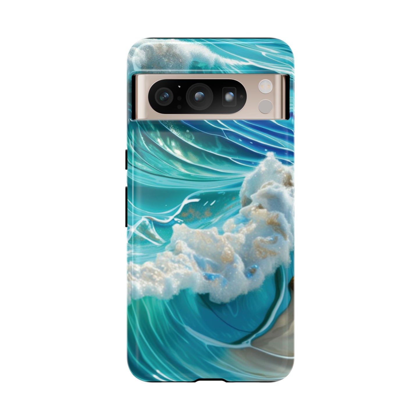 Rolling Waves in Blue and Turquoise with Iridescent Opal Phone Case