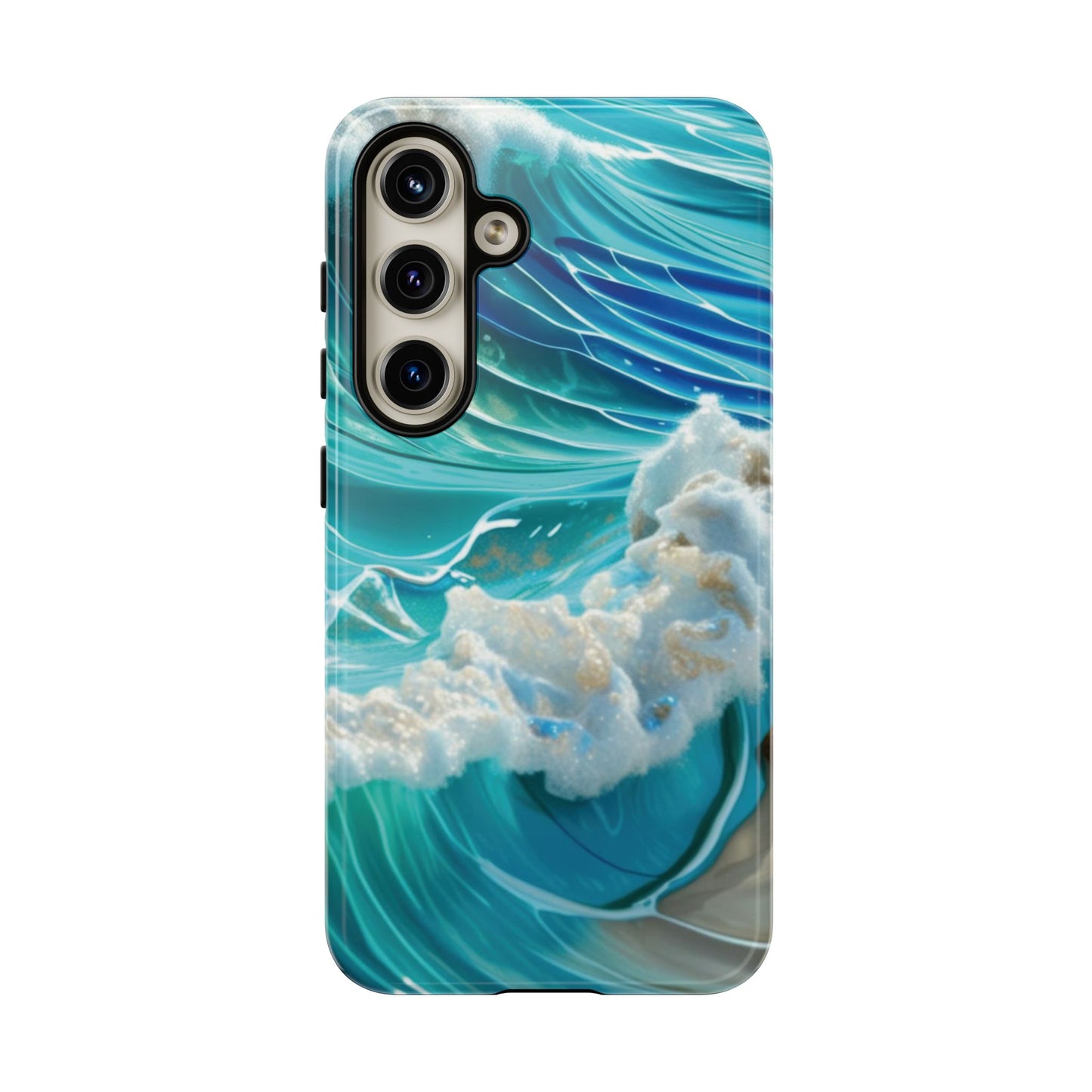 Rolling Waves in Blue and Turquoise with Iridescent Opal Phone Case