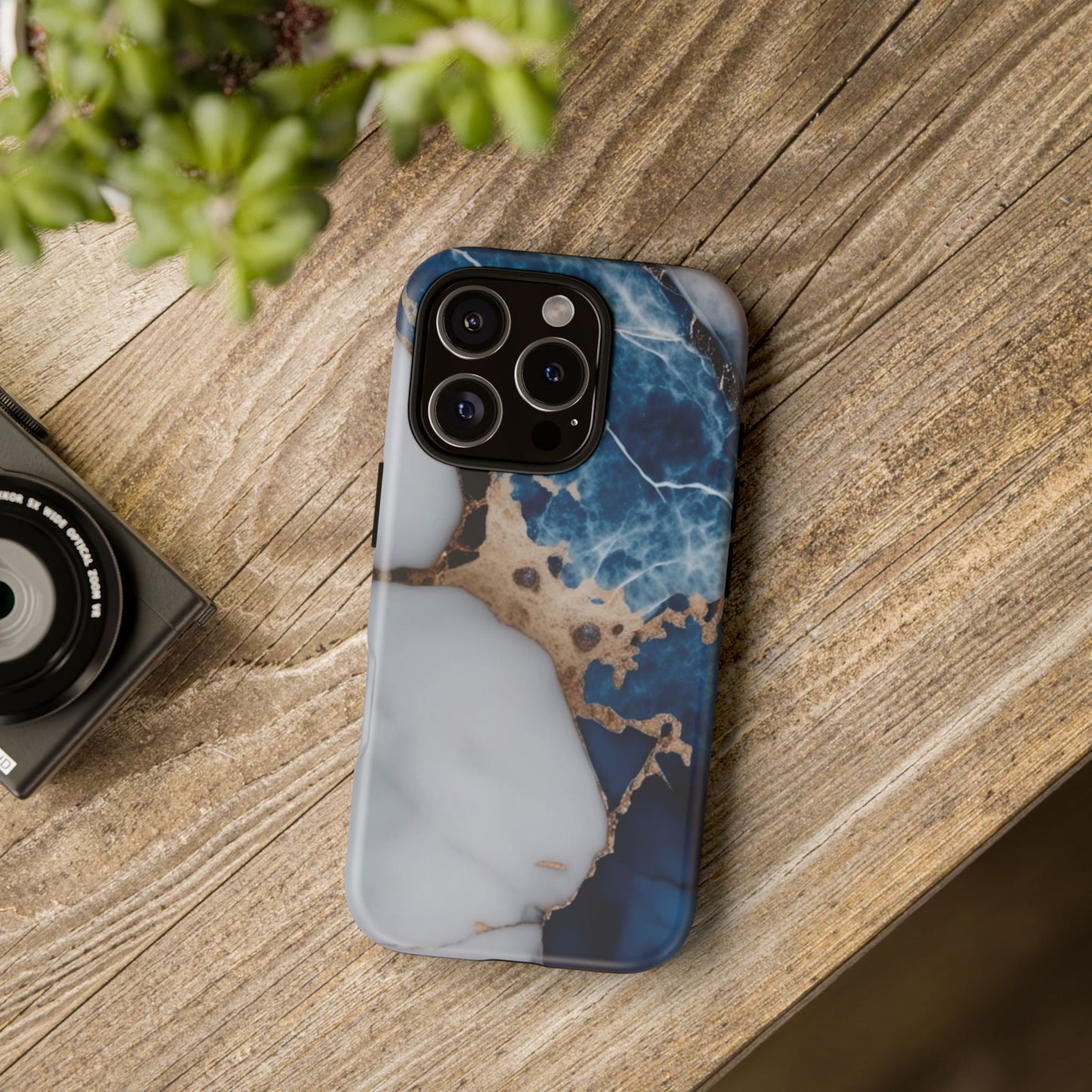 White and Blue Marble Phone Case