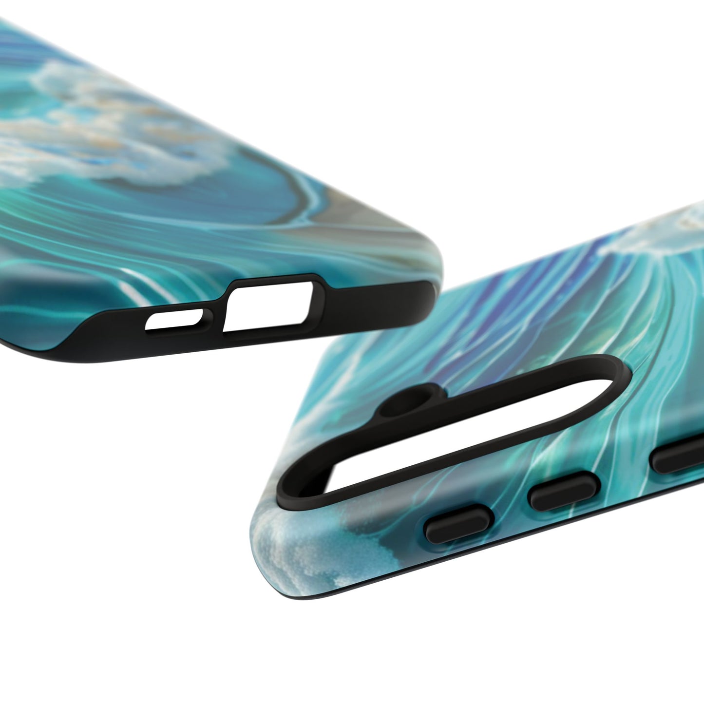 Rolling Waves in Blue and Turquoise with Iridescent Opal Phone Case