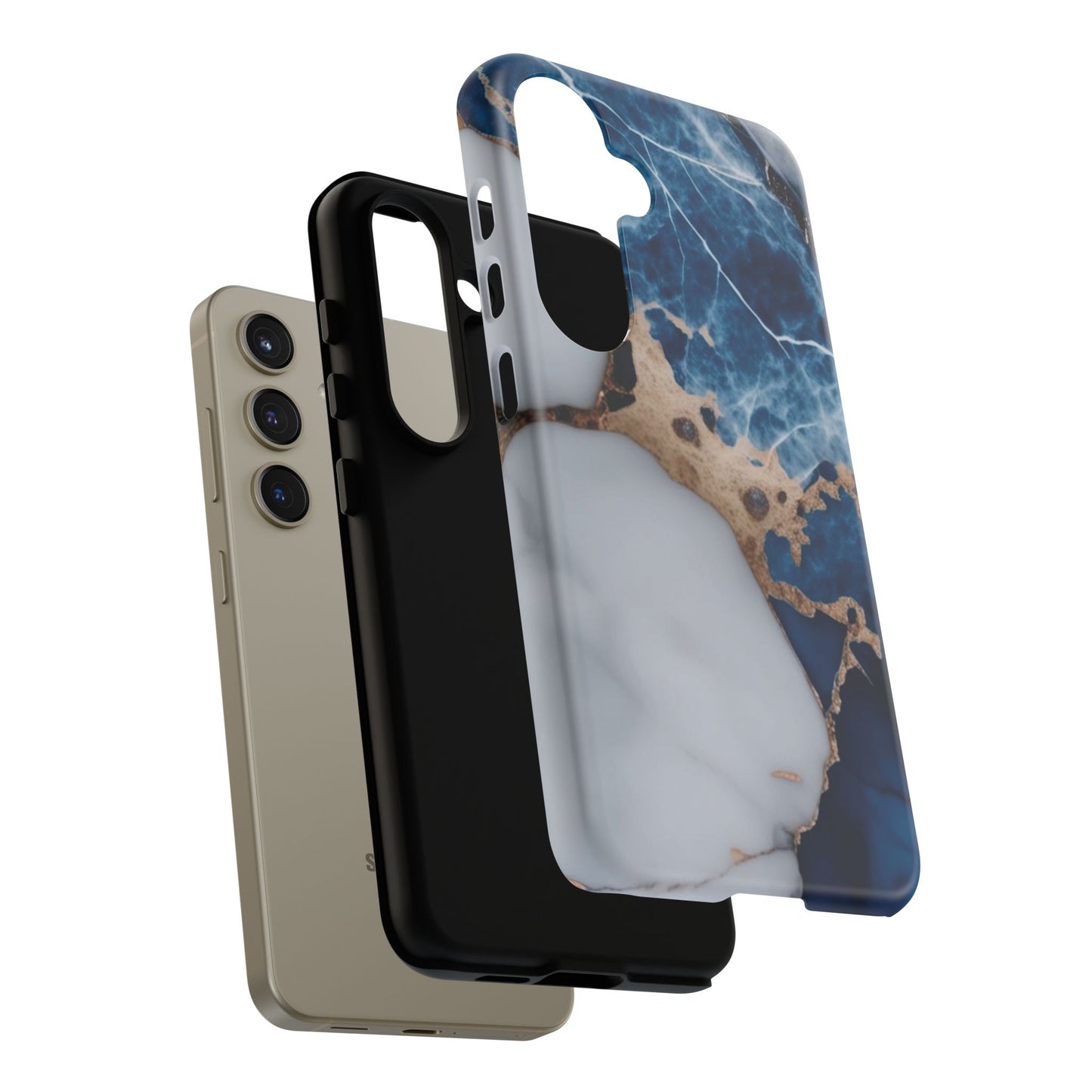 White and Blue Marble Phone Case